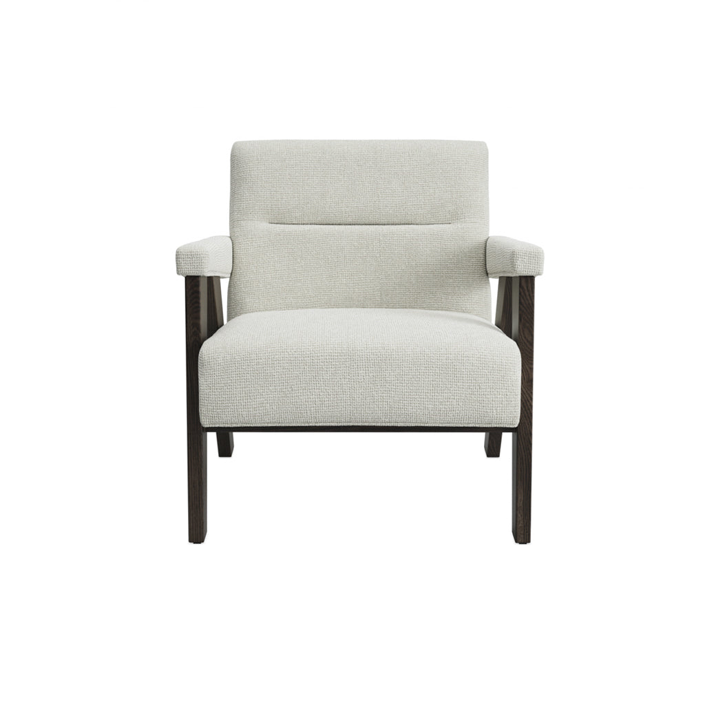 Abel Milk Tweed & Chocolate Brown Wood Armchair