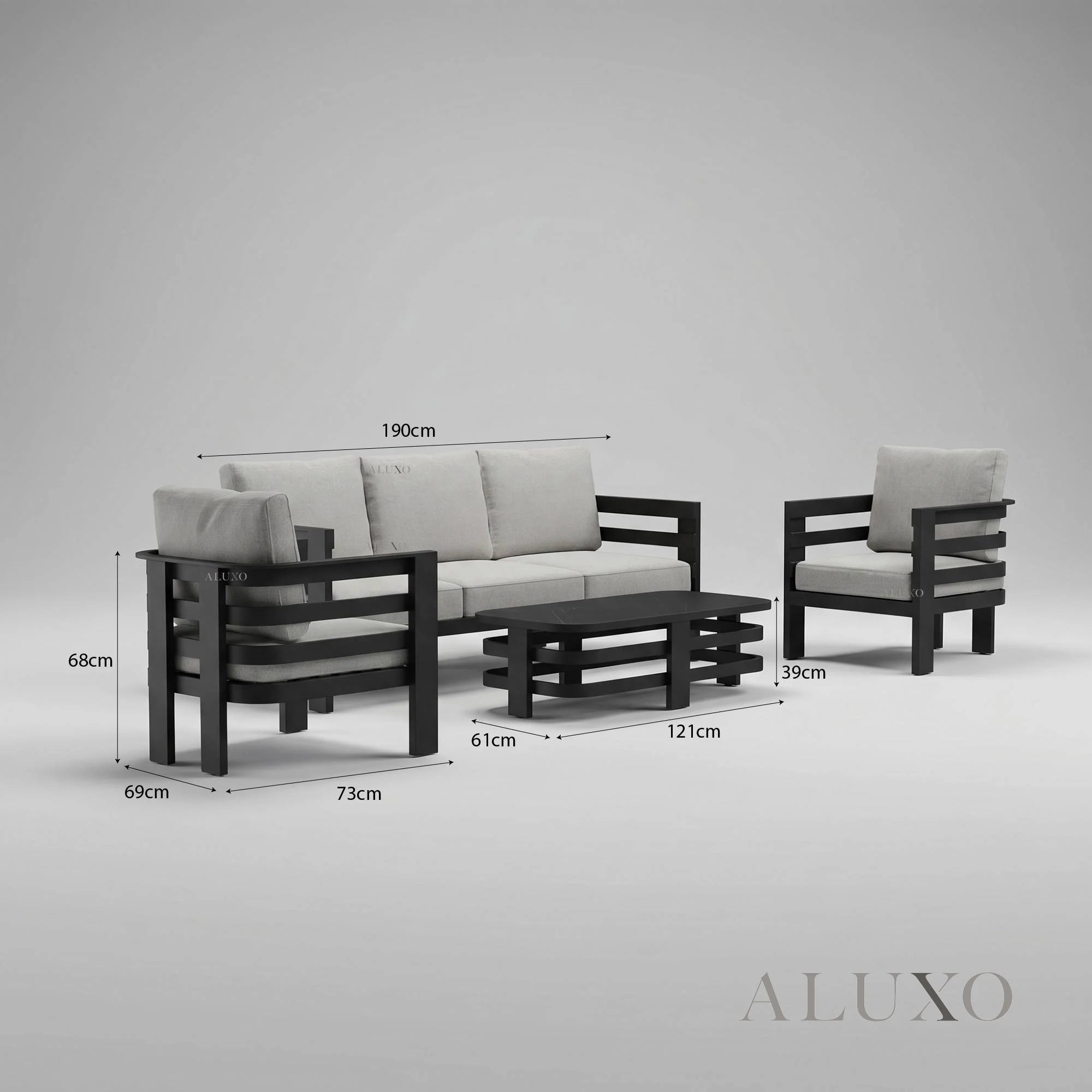 Andros Outdoor Lounge Set - Onyx - 5 Seater