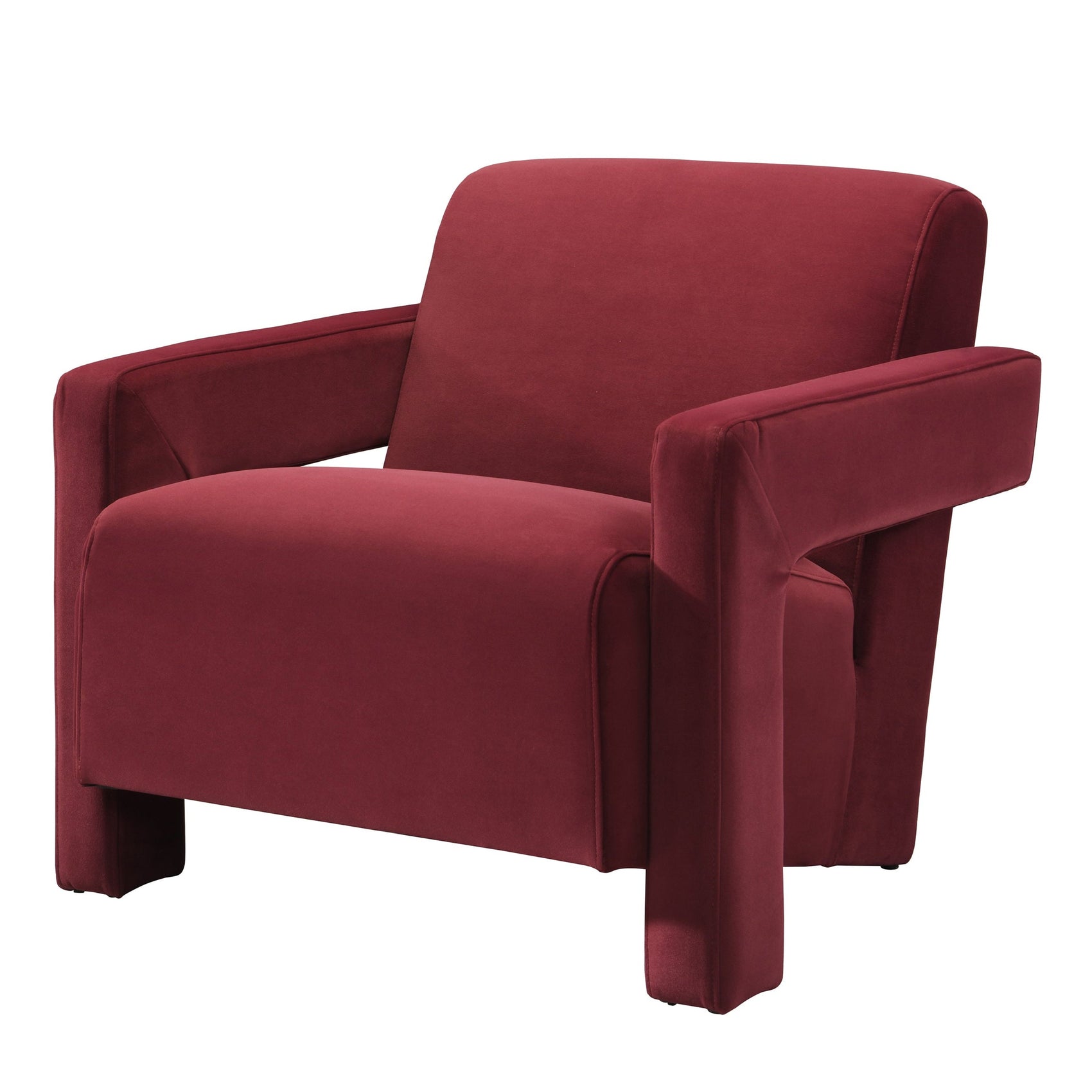 Apex Angular Burgundy Velvet Armchair