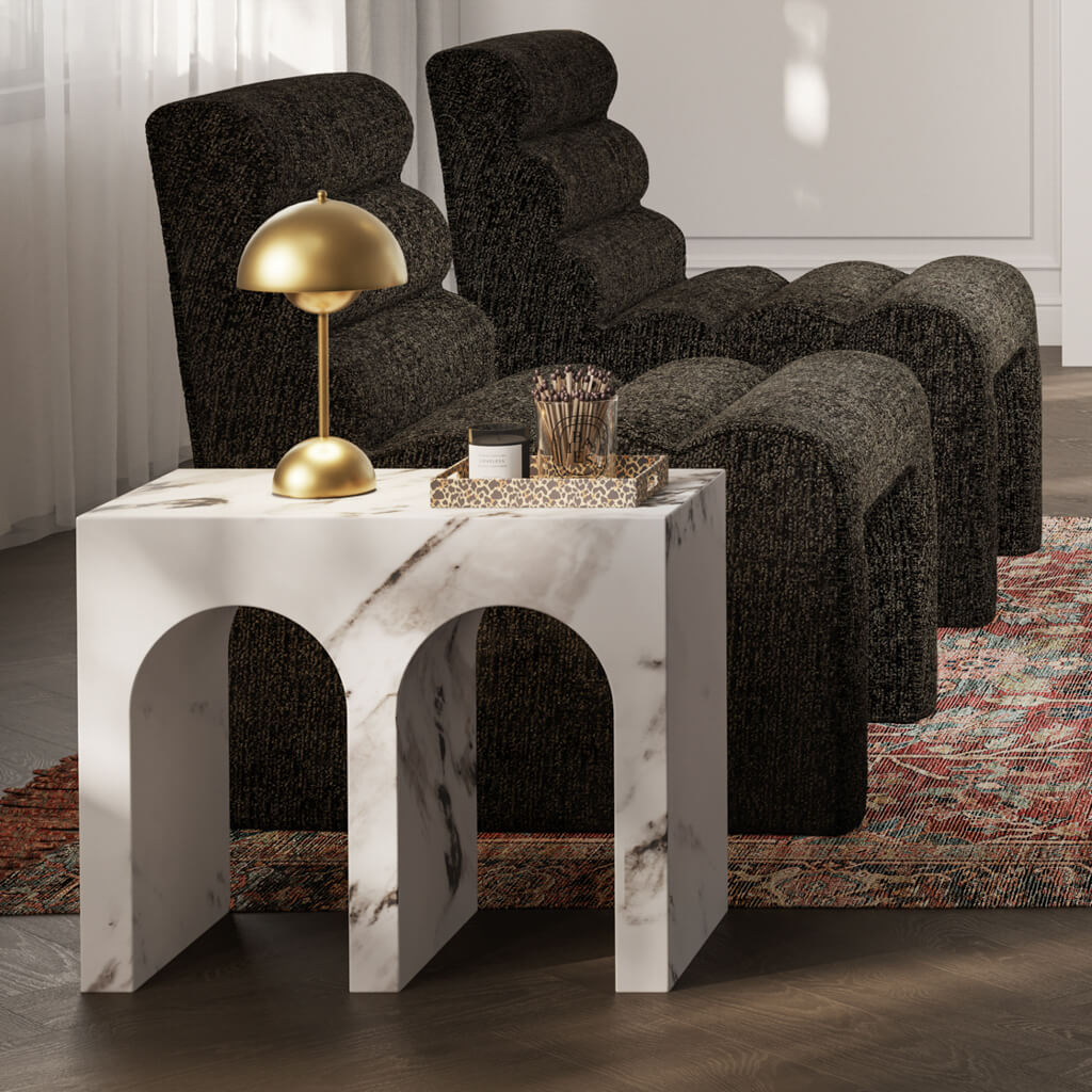 Archie Calacatta White Marble Side Table | Large