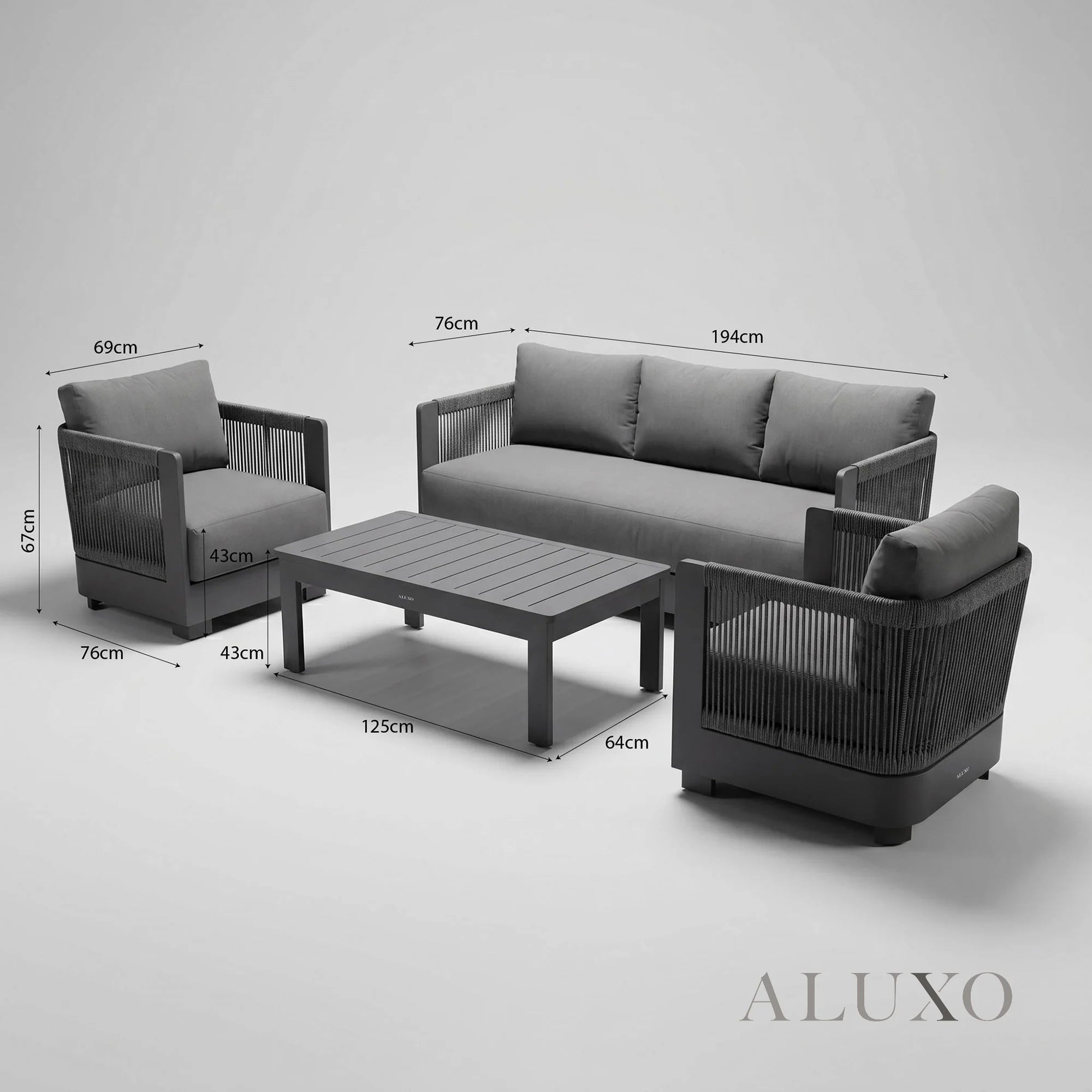 Ares Outdoor Lounge Set - Onyx - 5 Seater
