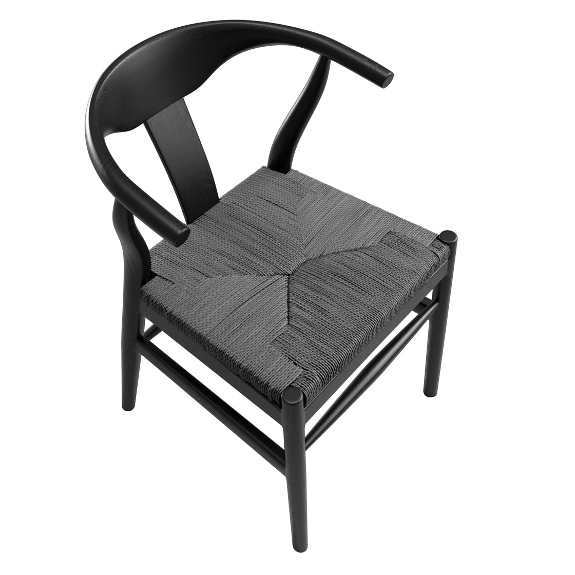 Set of 2 Aries Black Wood Curved Dining Chairs