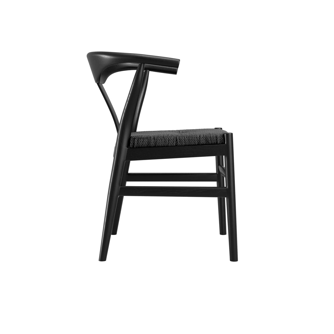 Set of 2 Aries Black Wood Curved Dining Chairs