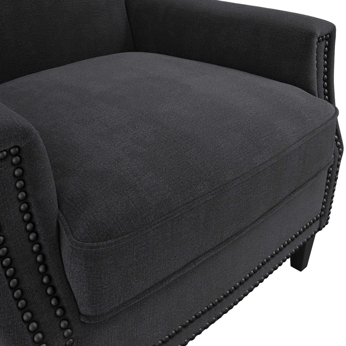 Atticus Anthracite Black Fabric Footstool