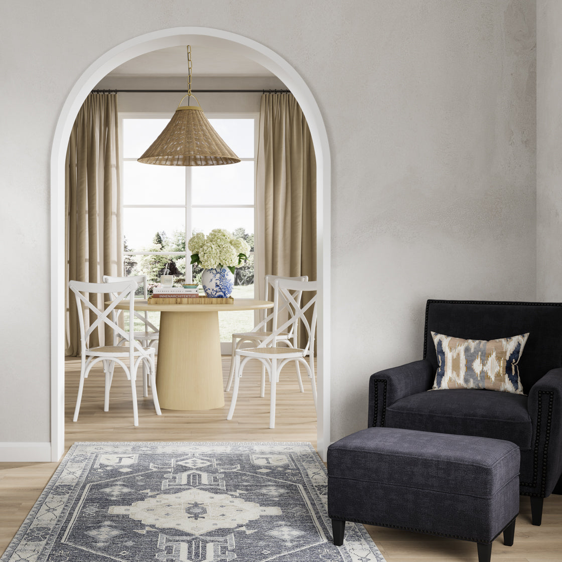 Atticus Anthracite Black Fabric Accent Armchair