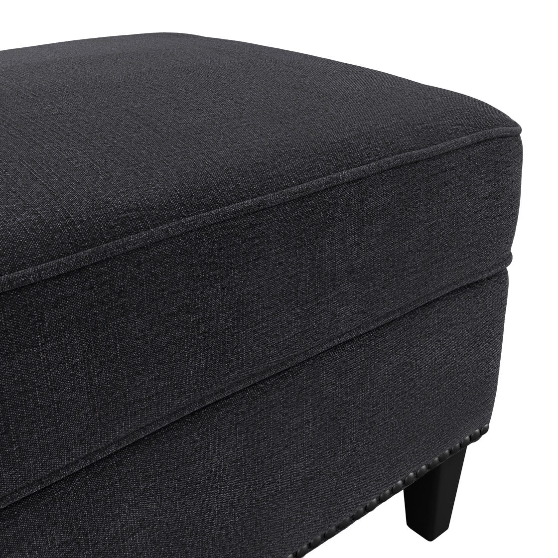 Atticus Anthracite Black Fabric Footstool
