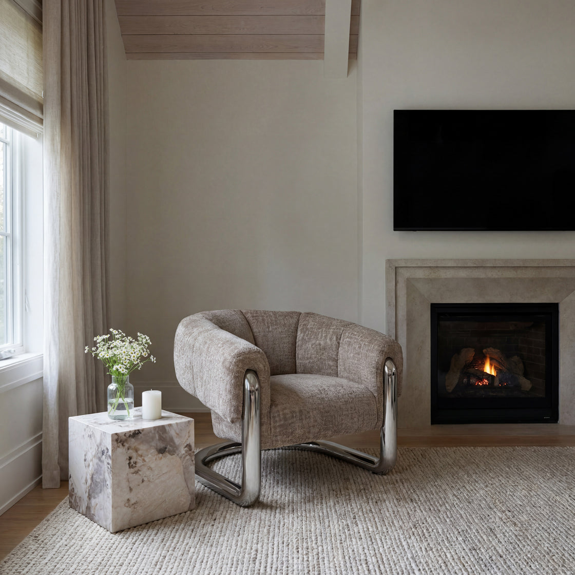Audrey Dark Beige Chenille Armchair