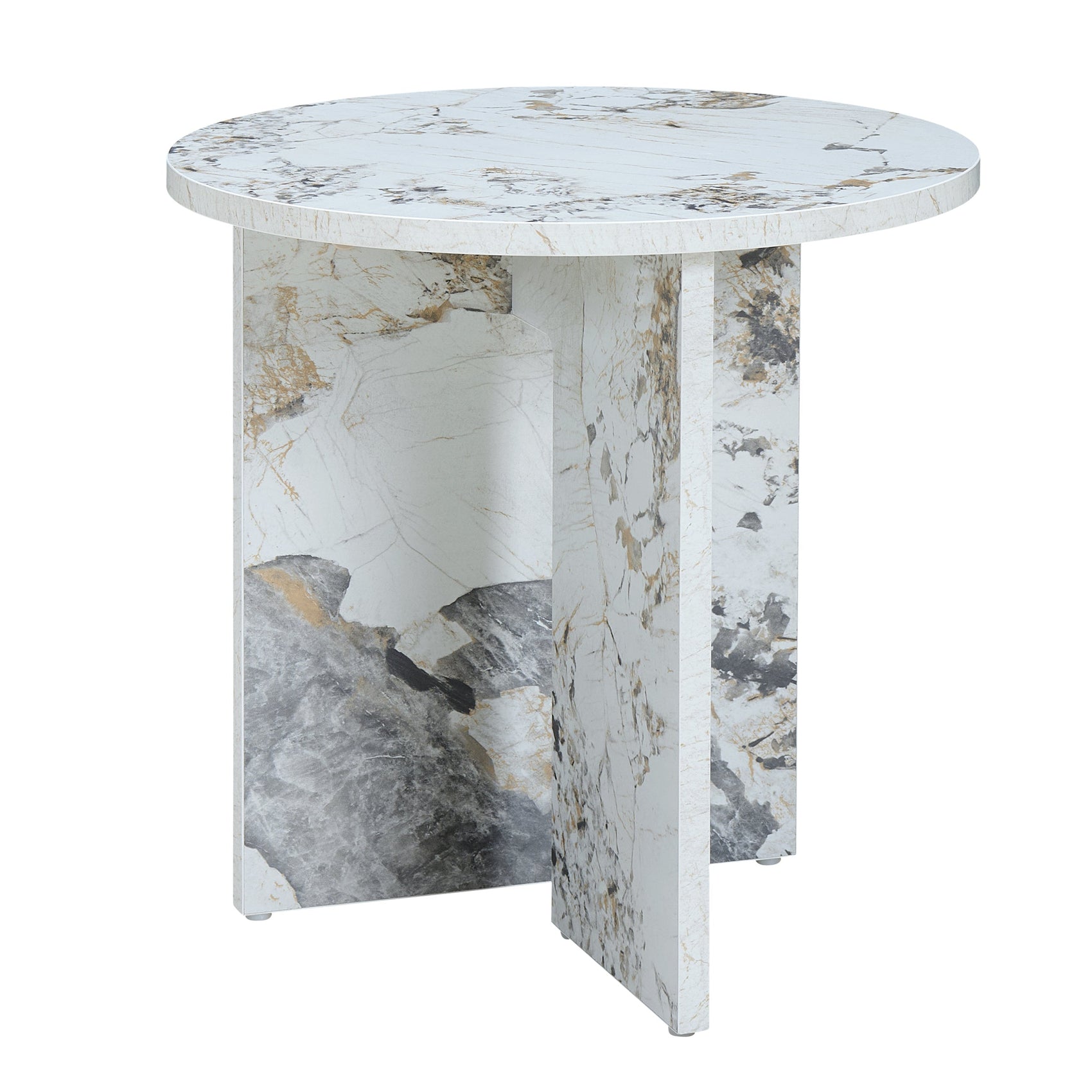 Aura White Marble Effect Side Table