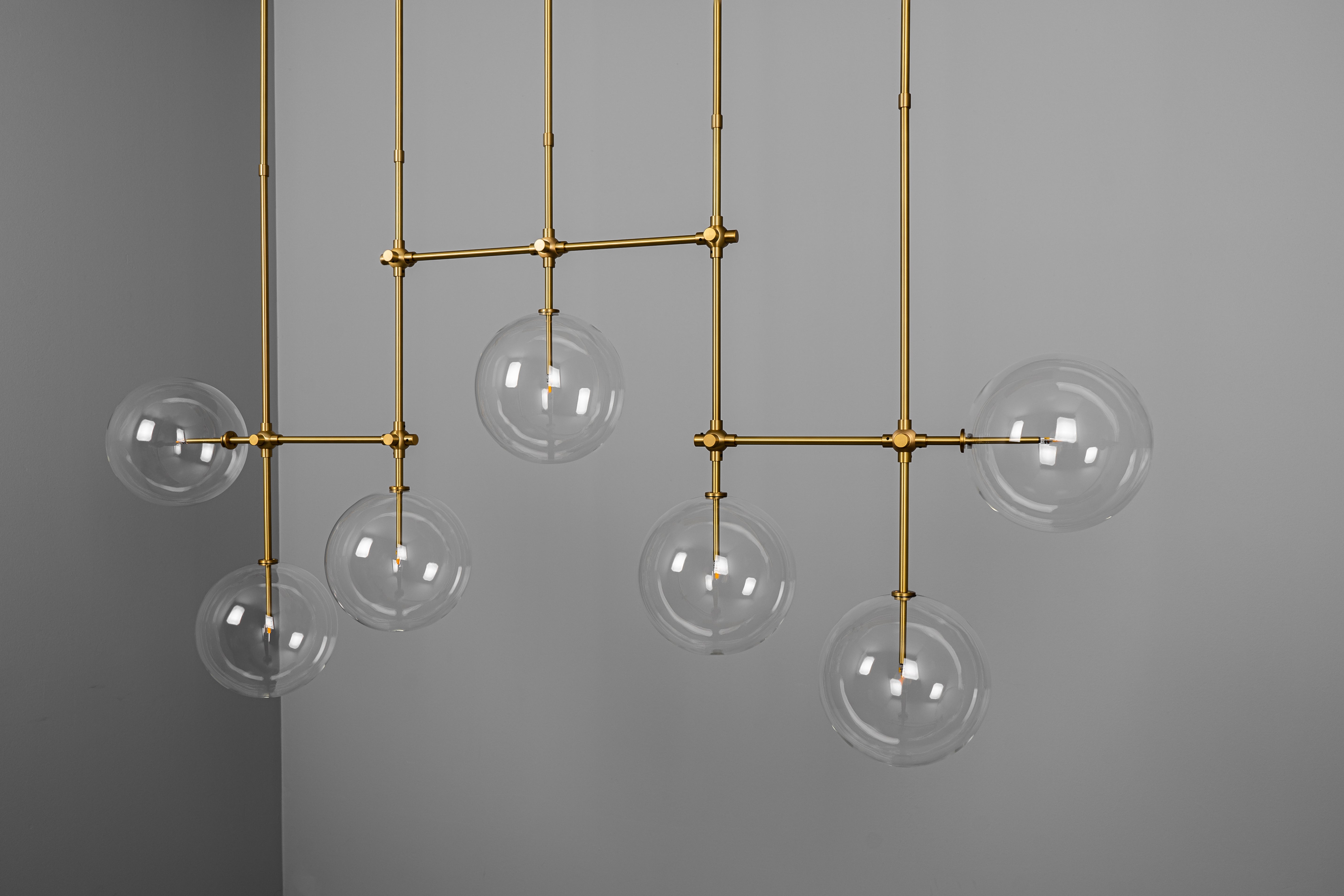 Schwung Soap B7 Burnished Brass Transparent Globe Chandelier Large