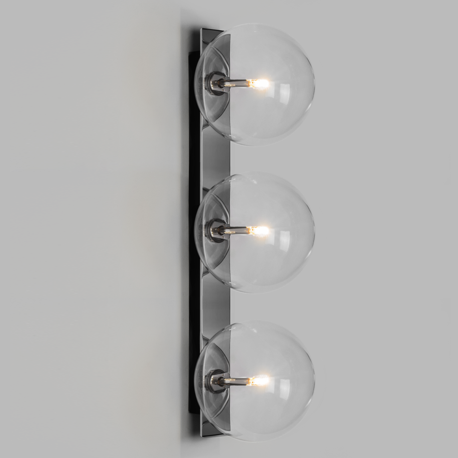 Schwung Oslo Triple Polished Nickel Transparent Globe Wall Light