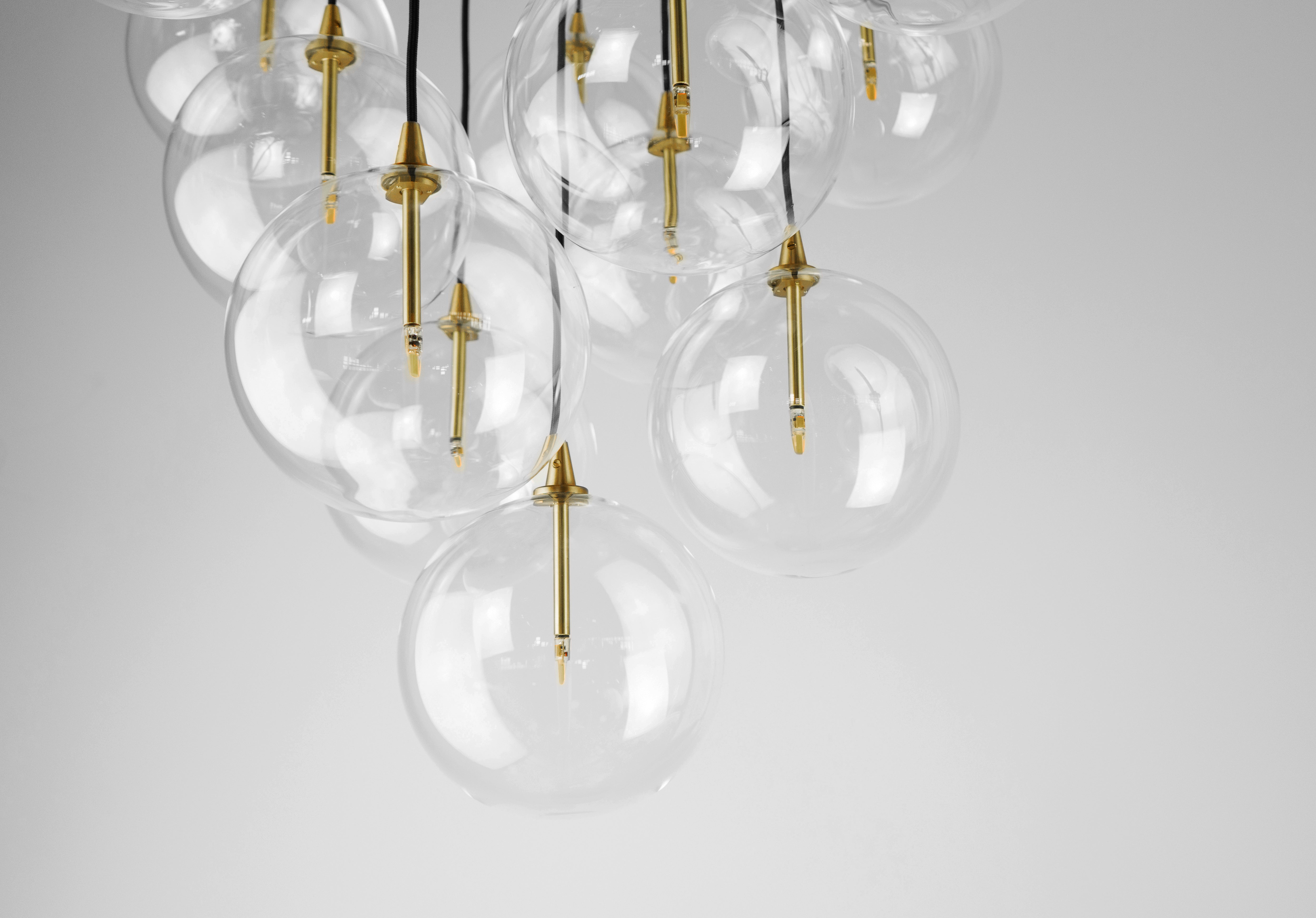 Schwung Cluster Transparent Globe Chandelier 13 Lights