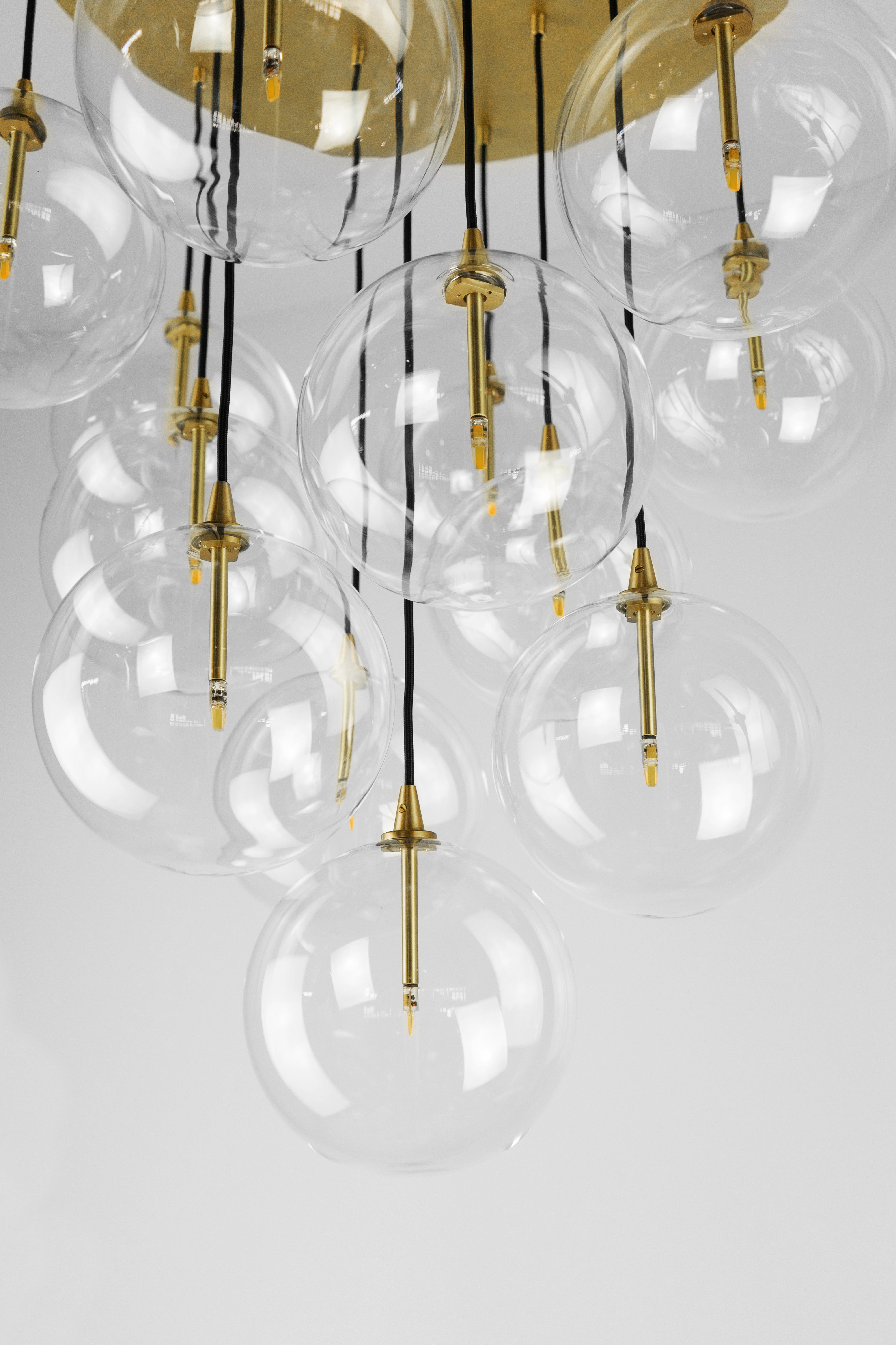 Schwung Cluster Transparent Globe Chandelier 13 Lights