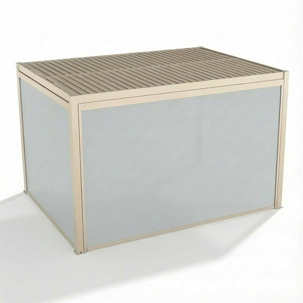 Como Pergola Drop Screen 370x218 - Textilene Latte - Zip Blind