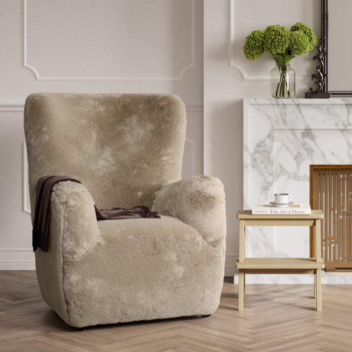 Bear Coyote Taupe Faux Fur Accent Armchair
