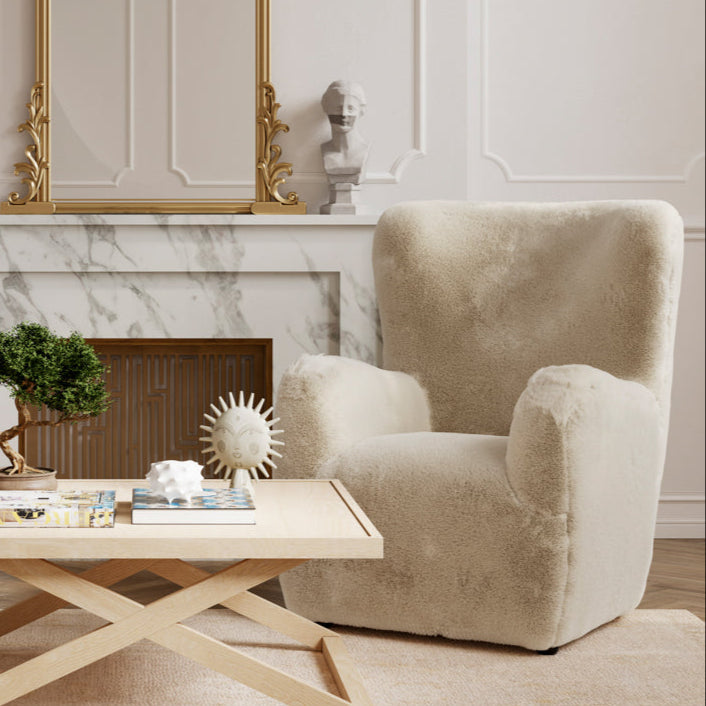 Bear Dawn Cream Faux Fur Accent Armchair