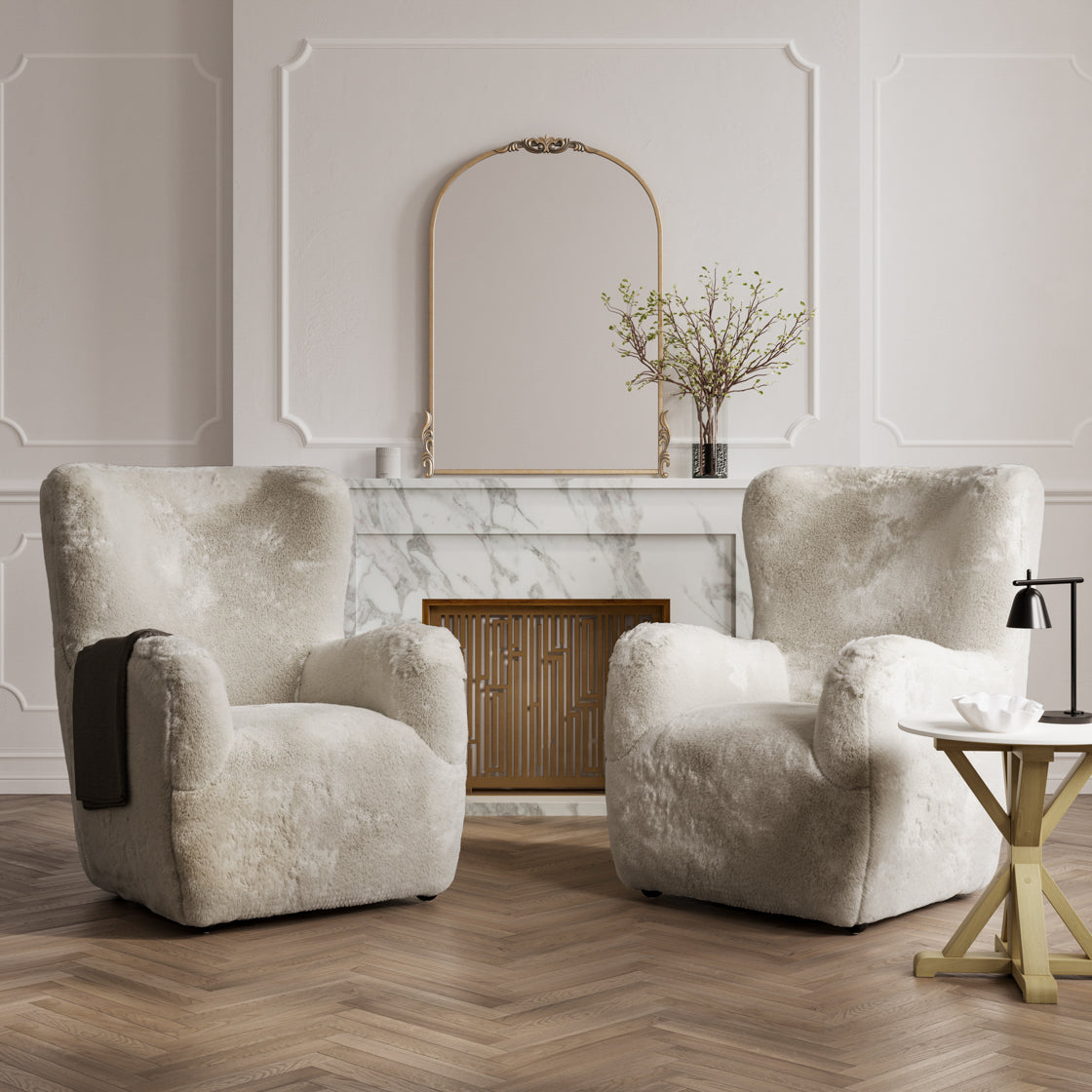 Bear Wolf Grey Faux Fur Accent Armchair