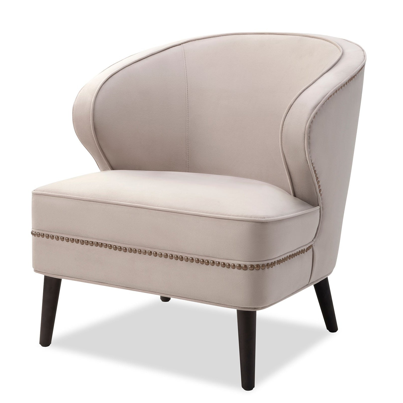 Lindsay Limestone Grey Velvet Armchair