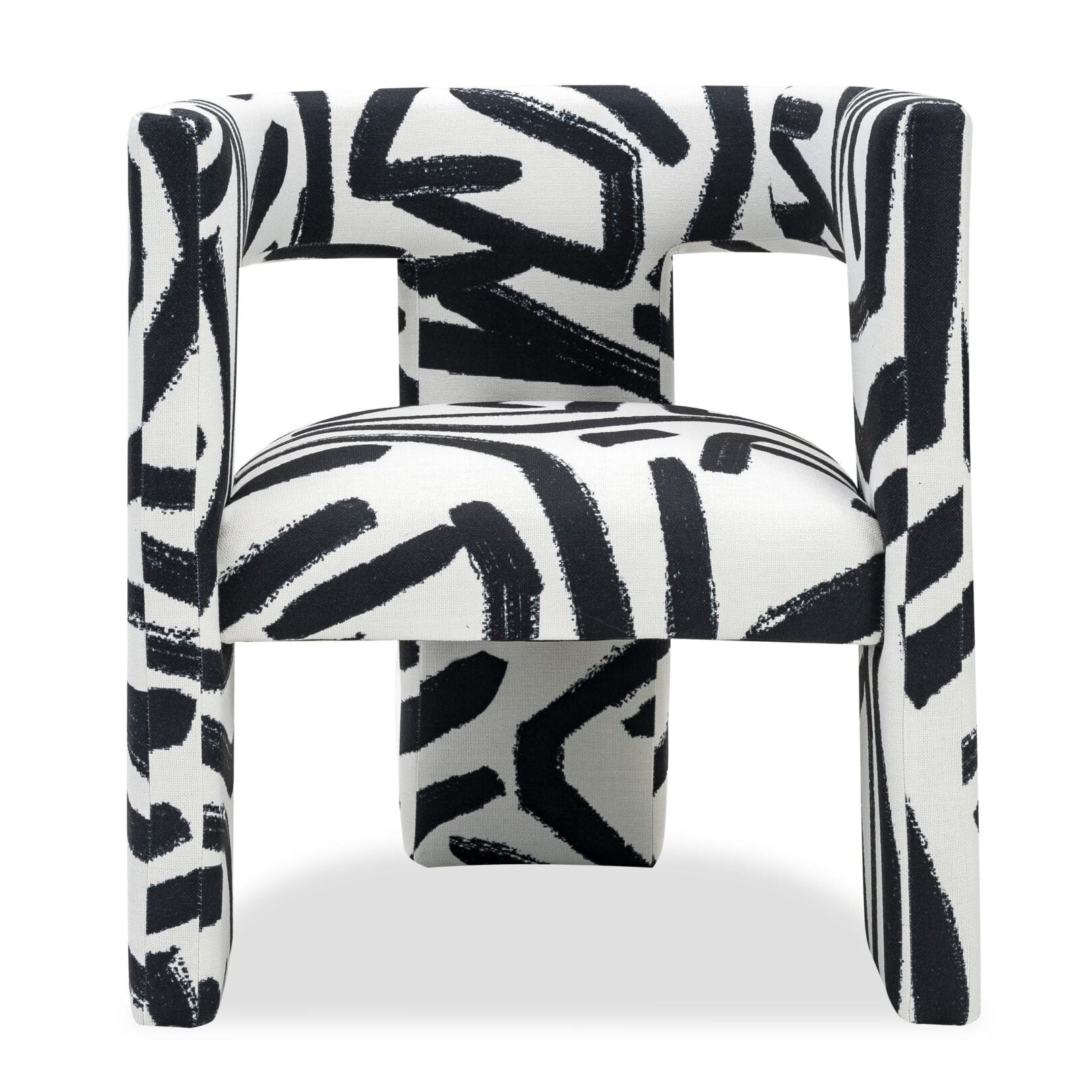 Archer Graphic Black & White Linen Look Armchair