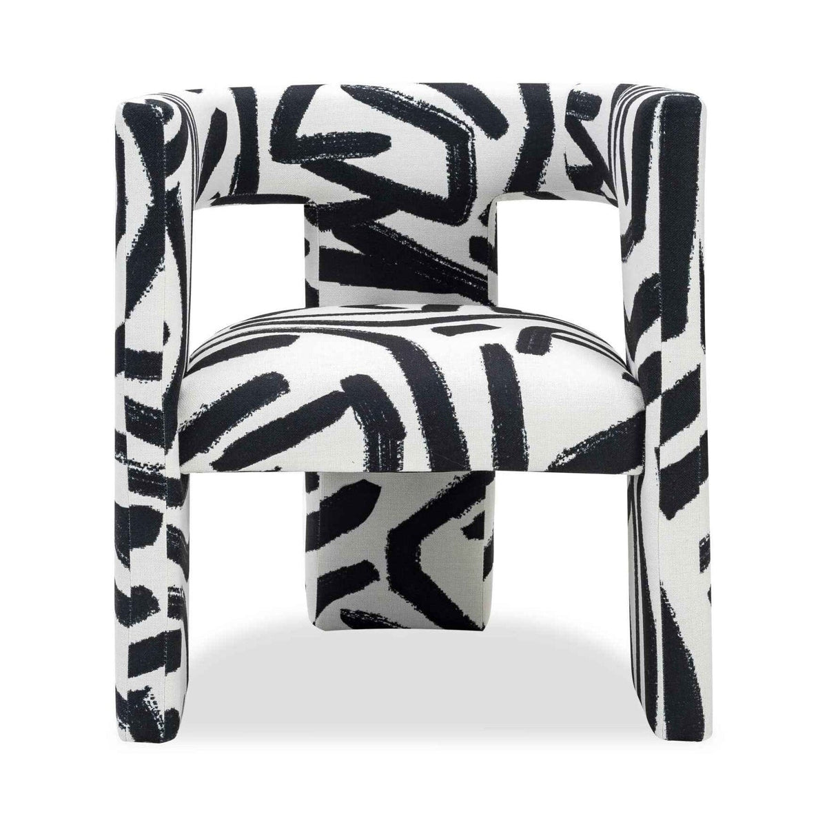 Archer Graphic Black & White Linen Look Armchair