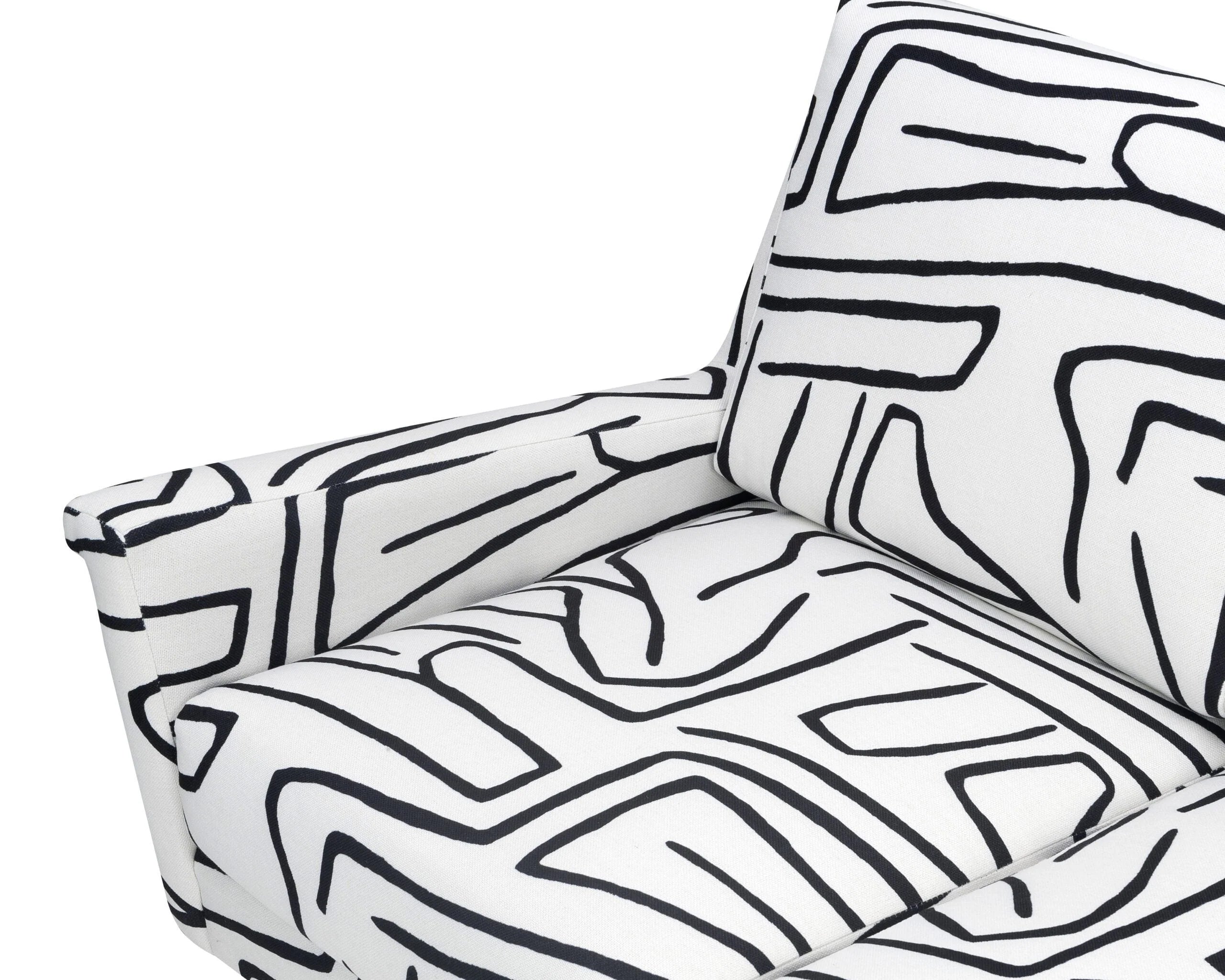 Lidmar Zebra Black & White Linen 3 Seater Sofa