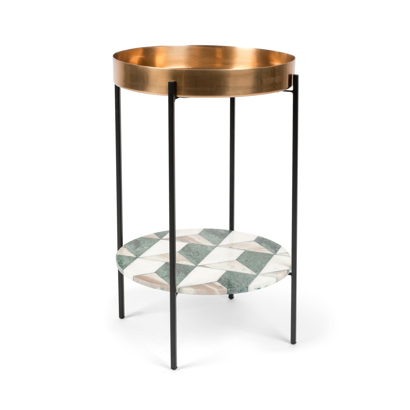 Bold Monkey Another Marble Mixed Marble & Bronze Side Table