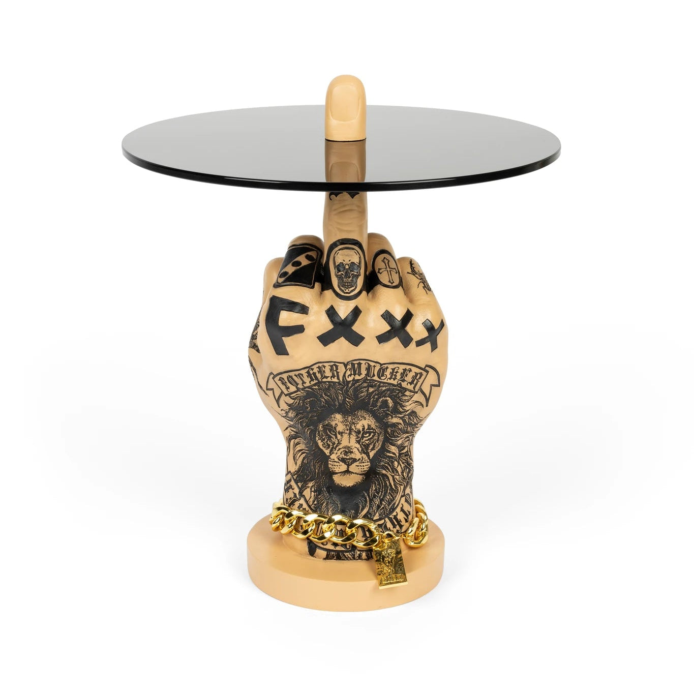 Bold Monkey Fother Mucker Lion Gold Aluminium Side Table
