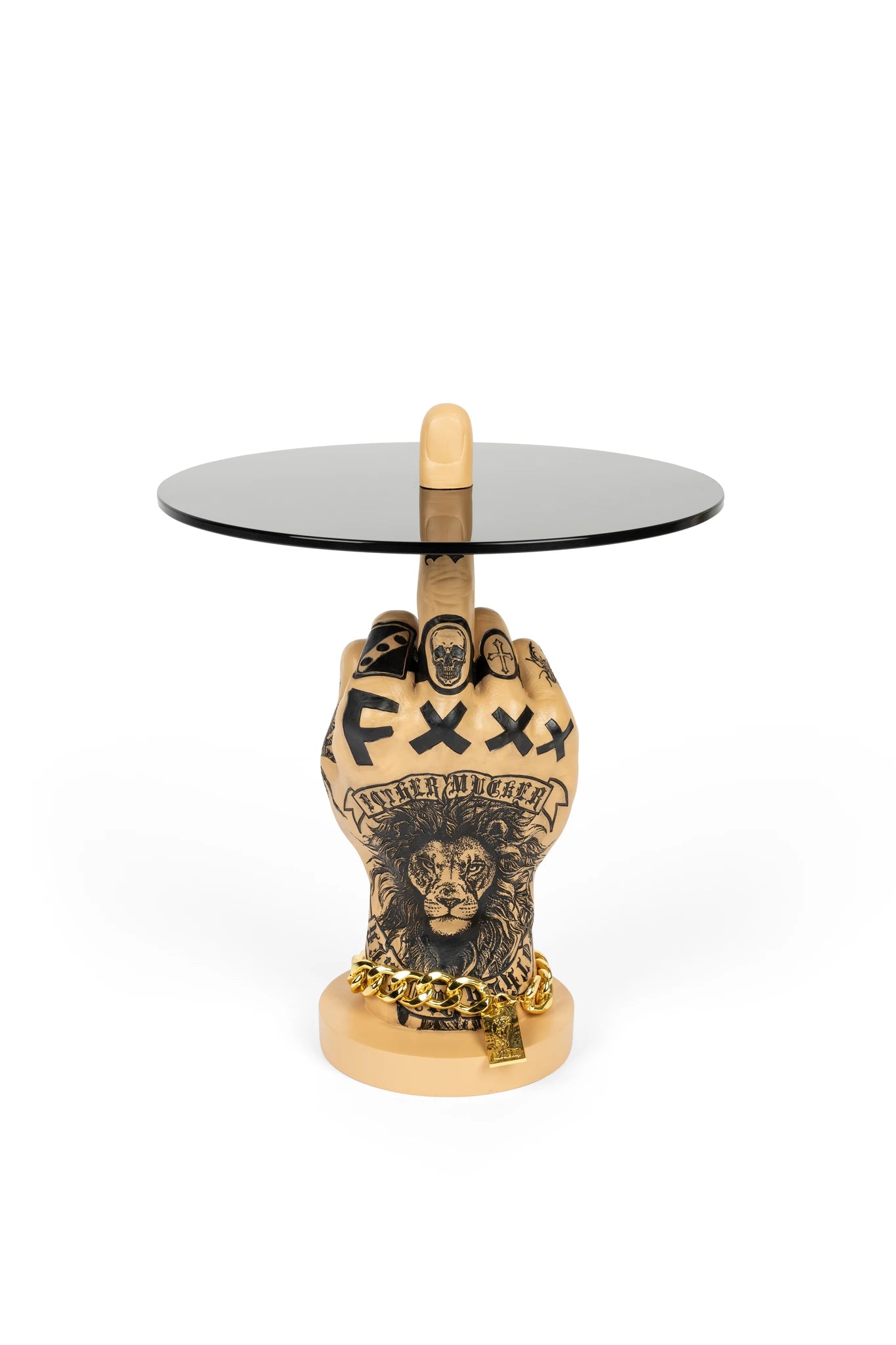 Bold Monkey Fother Mucker Lion Gold Aluminium Side Table