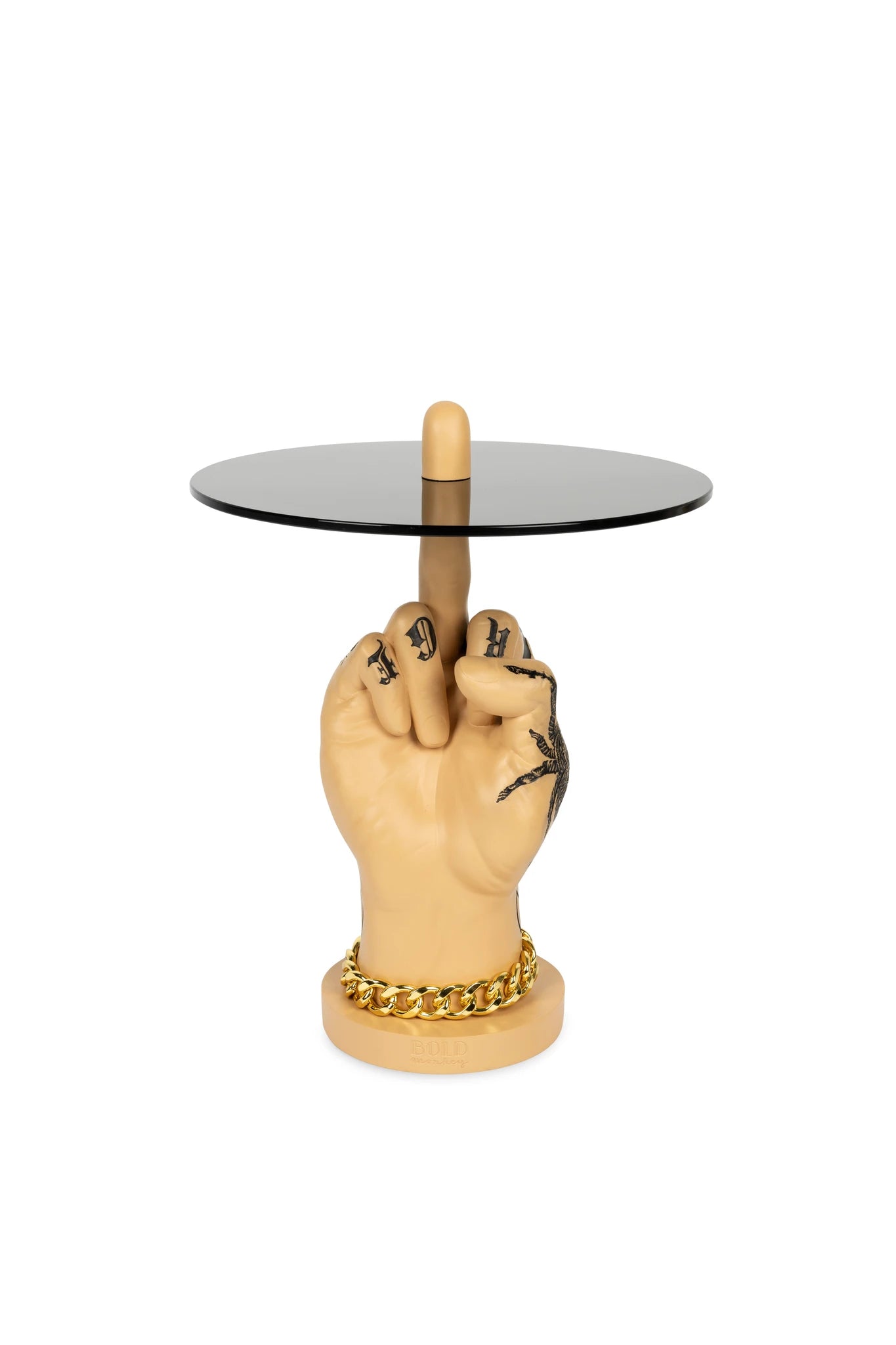 Bold Monkey Fother Mucker Lion Gold Aluminium Side Table