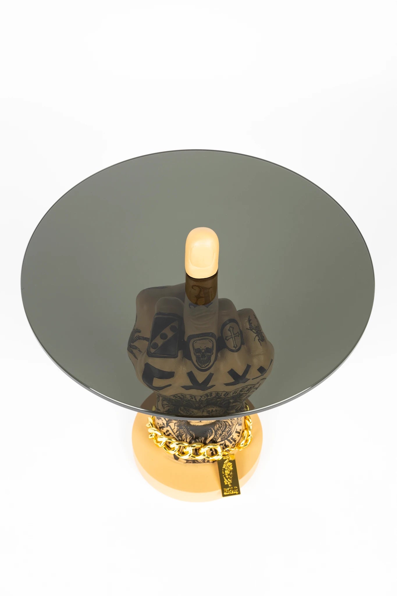 Bold Monkey Fother Mucker Lion Gold Aluminium Side Table