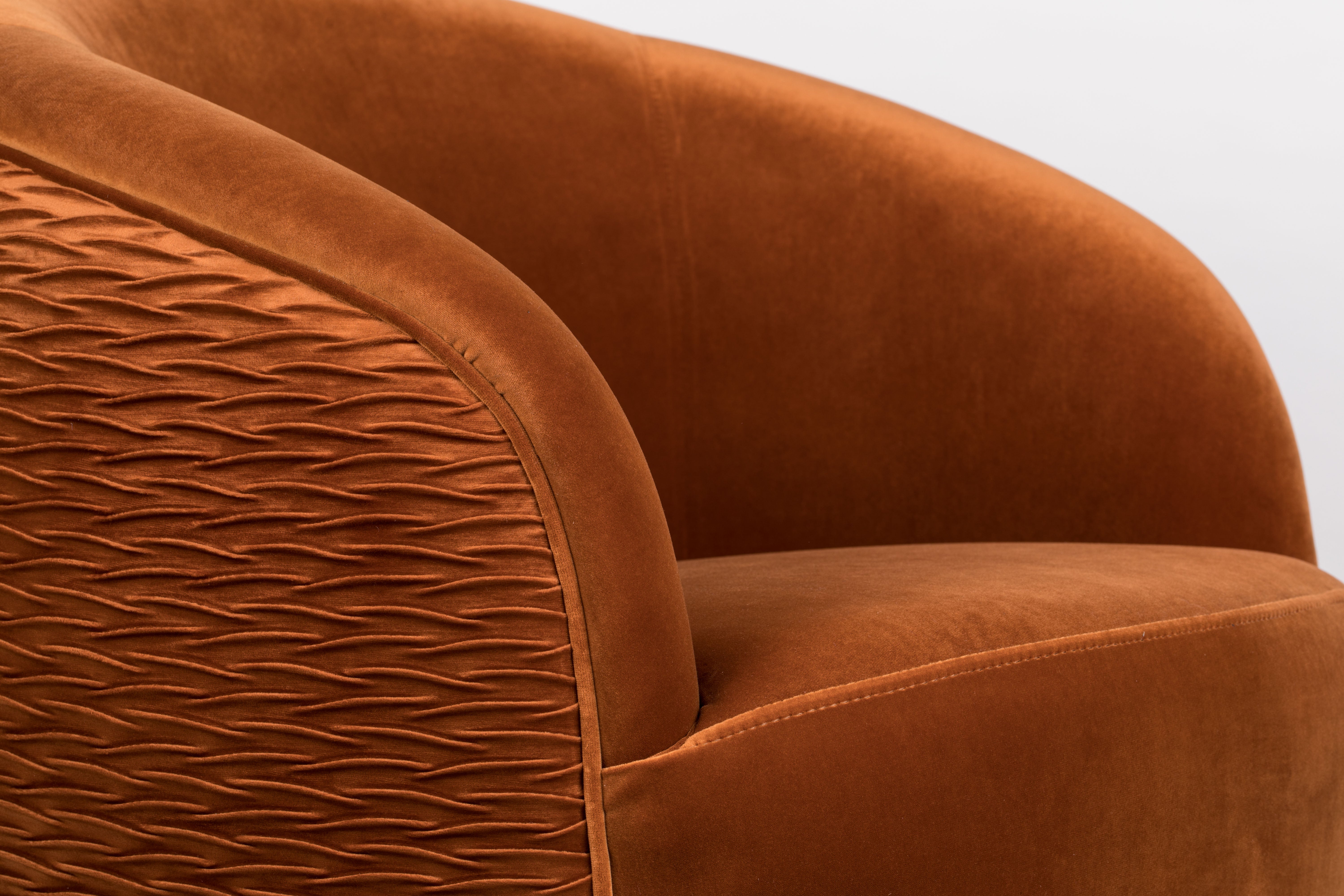 Bold Monkey So Curvy Lounge Orange Velvet Armchair