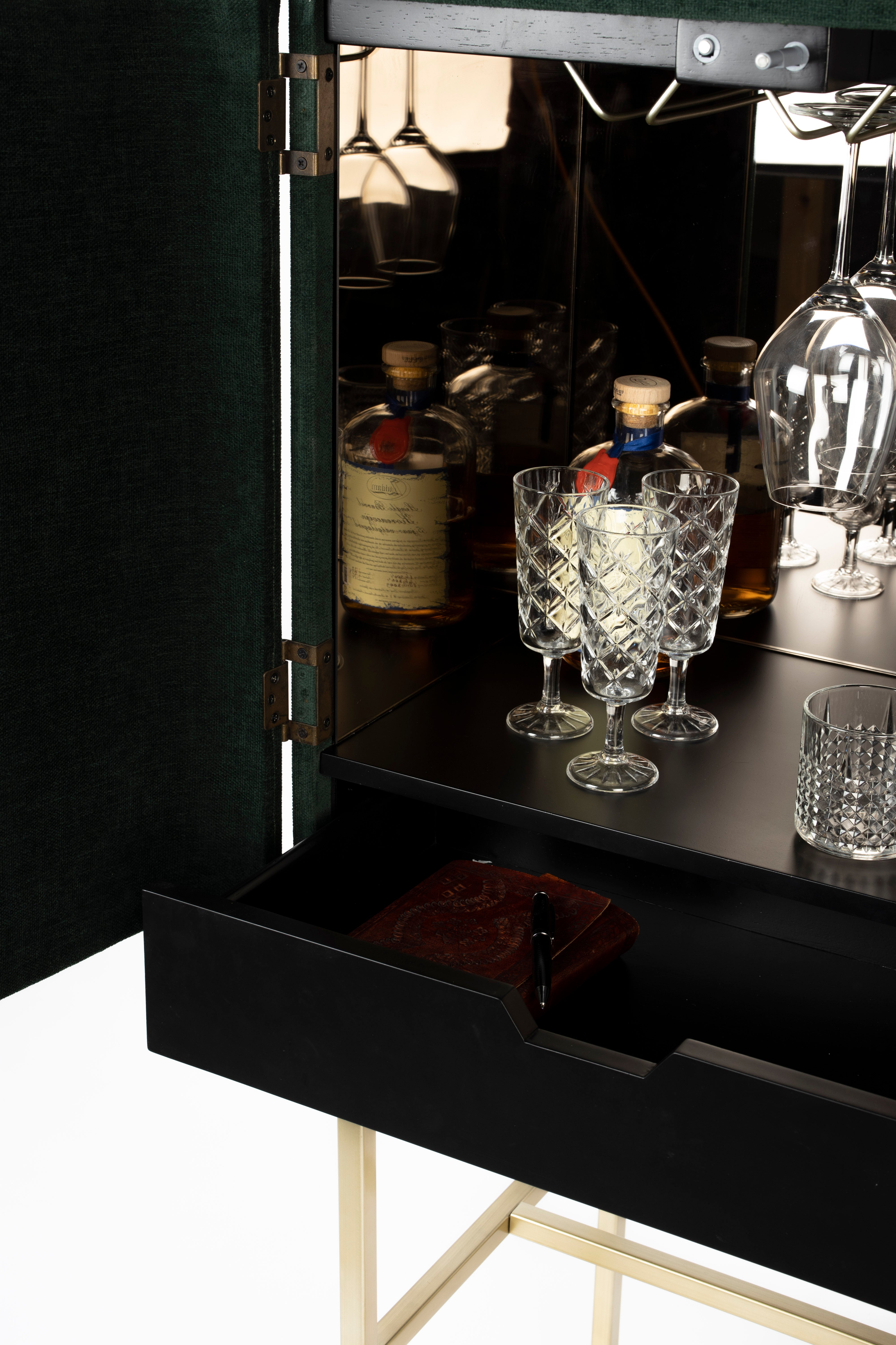 Bold Monkey Ava Morgana Green Velvet Drinks Cabinet