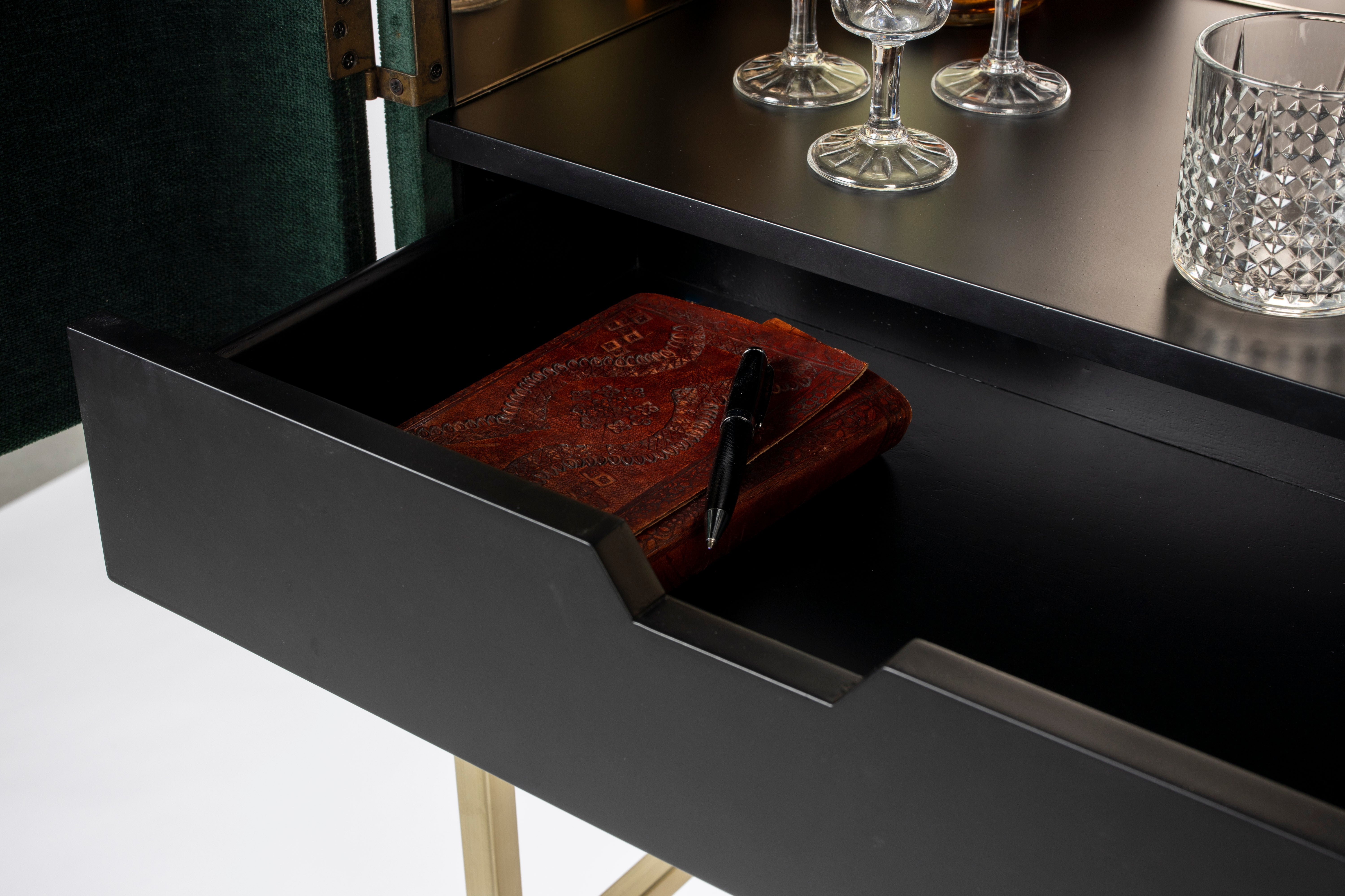 Bold Monkey Ava Morgana Green Velvet Drinks Cabinet