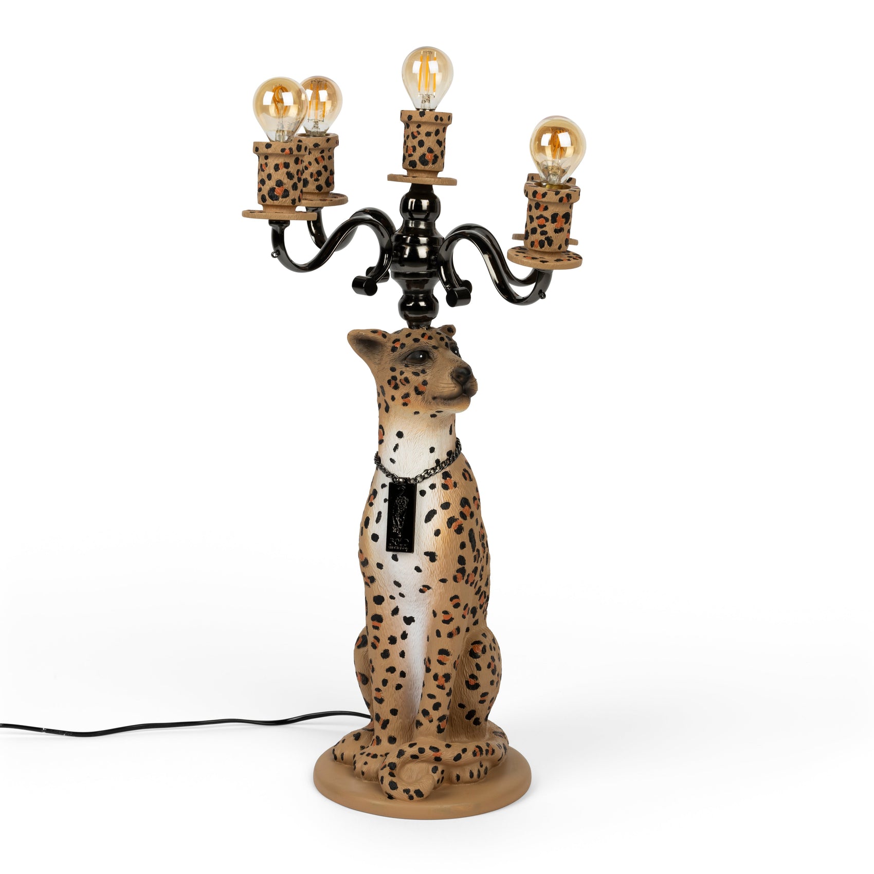 Bold Monkey Proudly Crowned Panther Spotted Floor Lamp