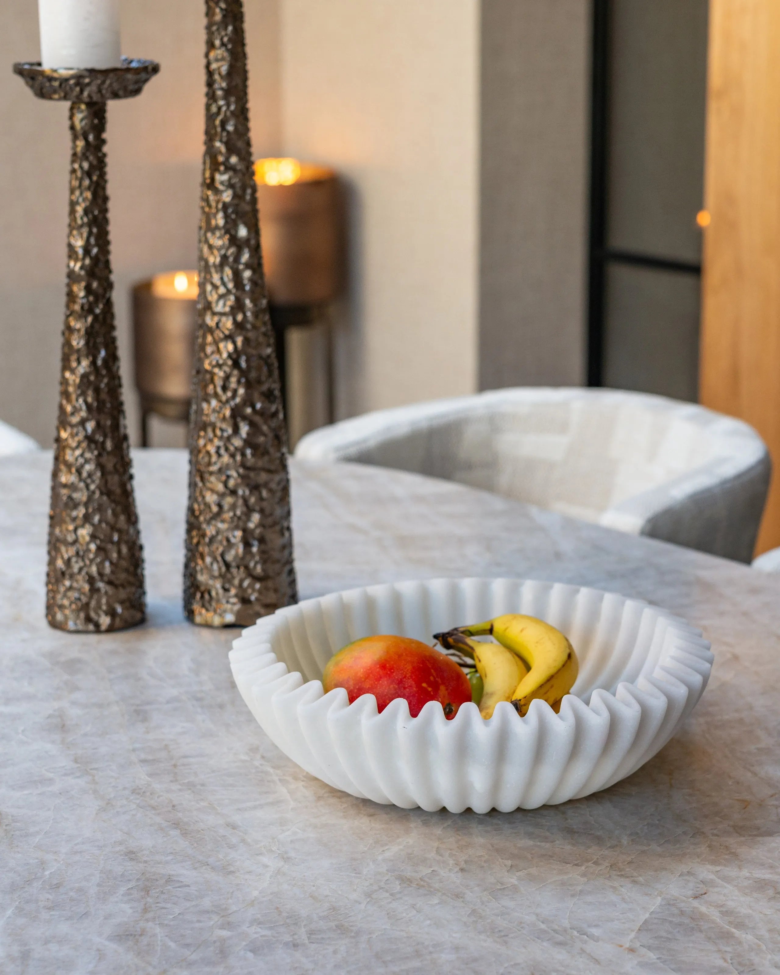 Richmond Interiors Moan Brushed Gold Candle Holder | Large