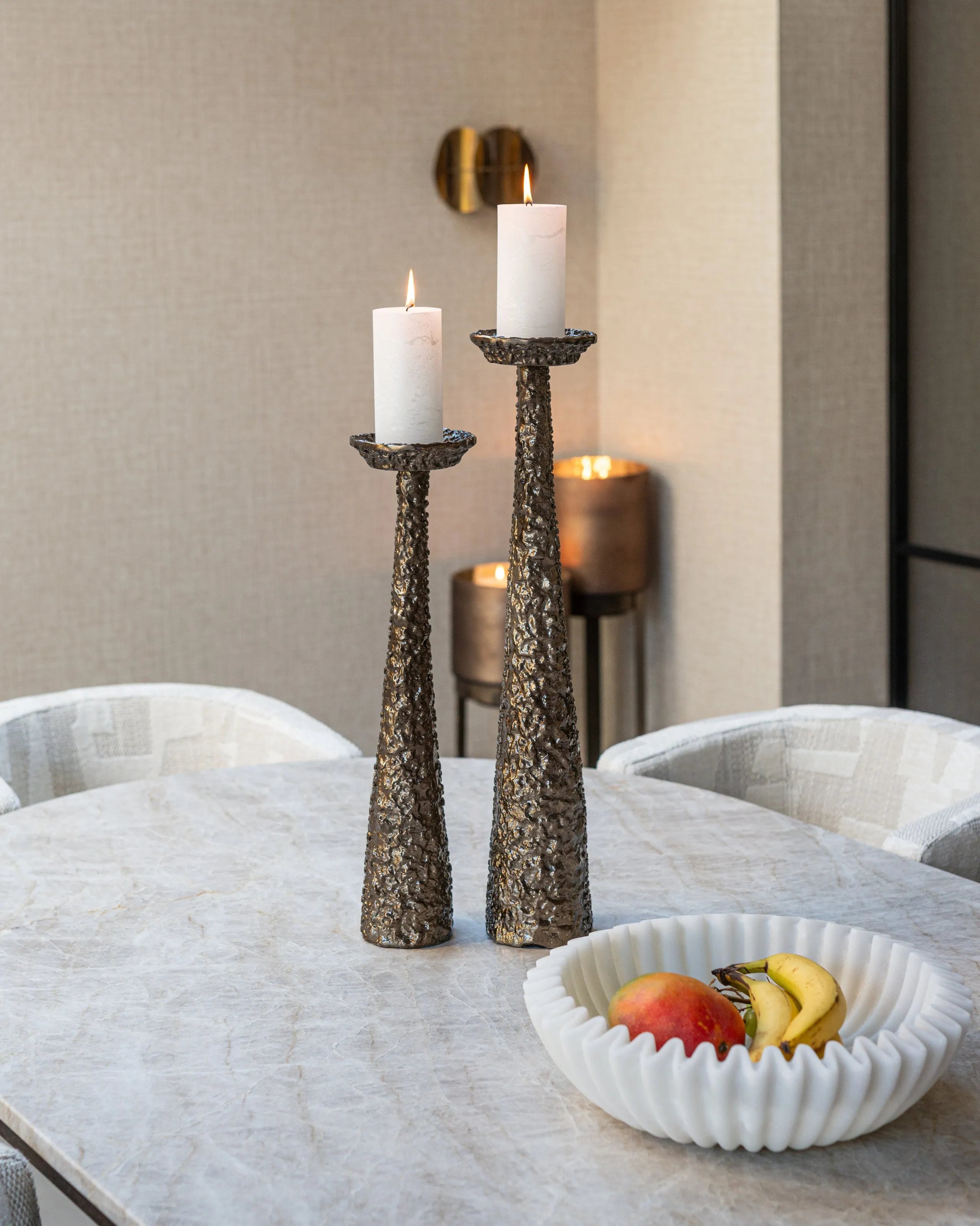 Richmond Interiors Moan Brushed Gold Candle Holder | Large