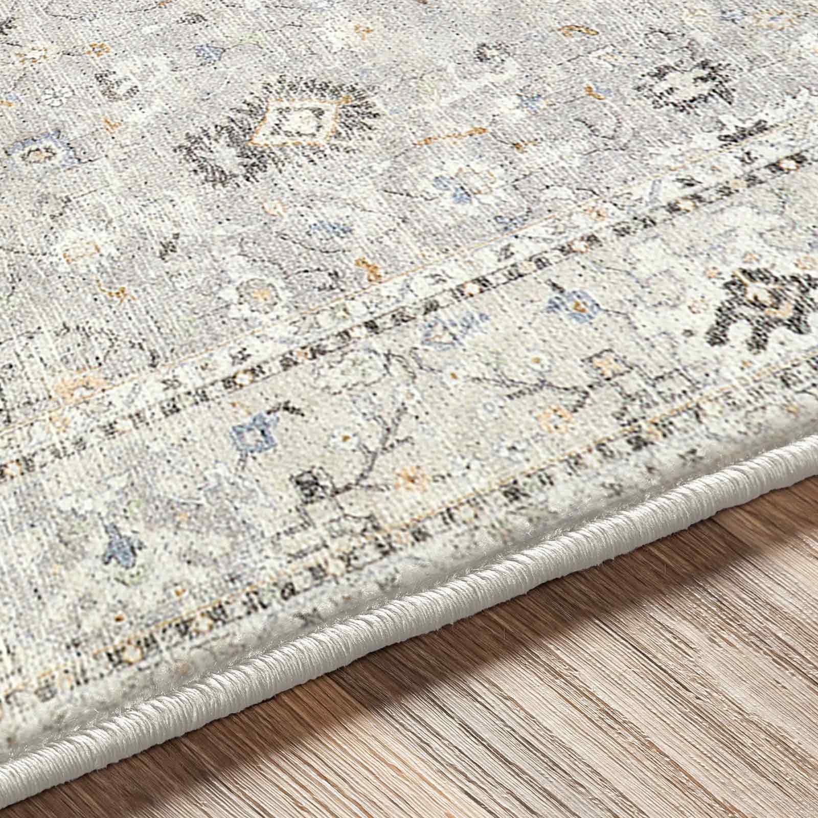 Davina Becki Owens Vintage Traditional Vintage Boho Grey & Medium Grey Polyester Rug 120x170cm - texture detail