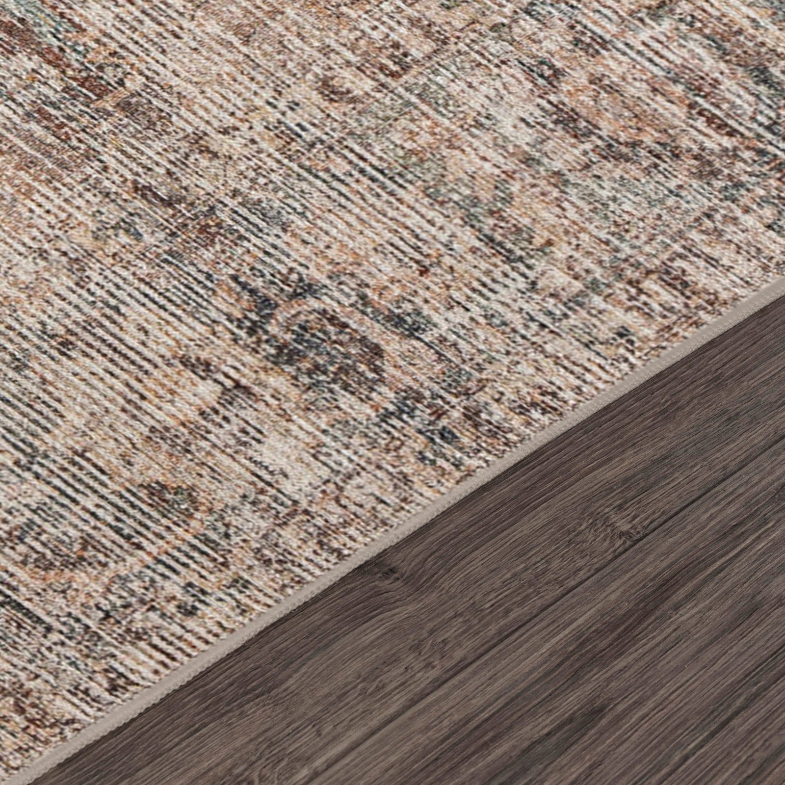 Marlene Becki Owens Vintage Traditional Vintage Boho Natural & Dark Brown Polyester Rug 198x275cm - texture detail