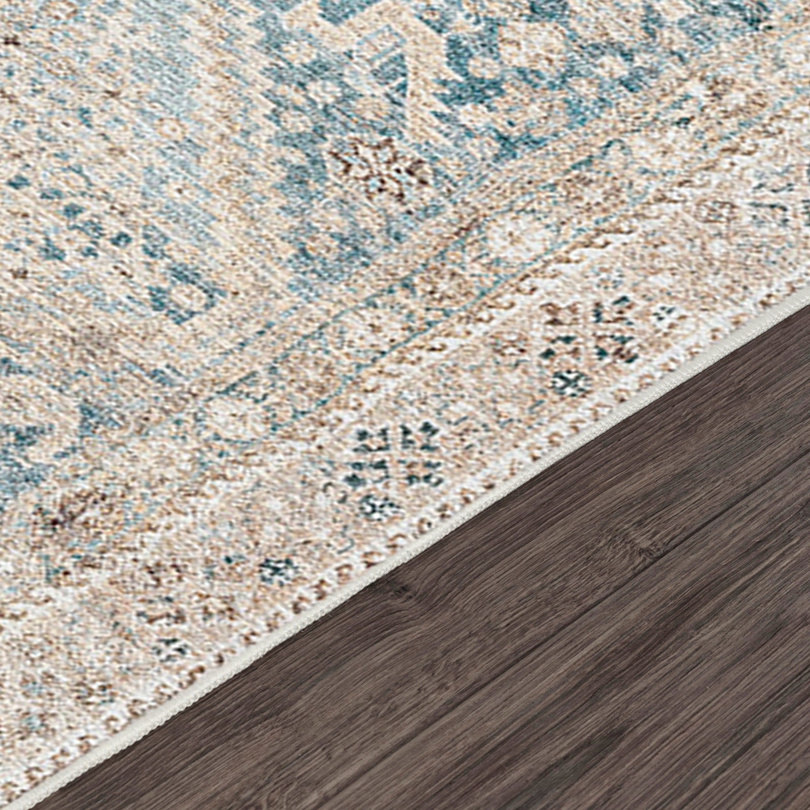 Marlene Becki Owens Vintage Traditional Vintage Boho Natural & Emerald Polyester Rug 117x170cm - texture detail