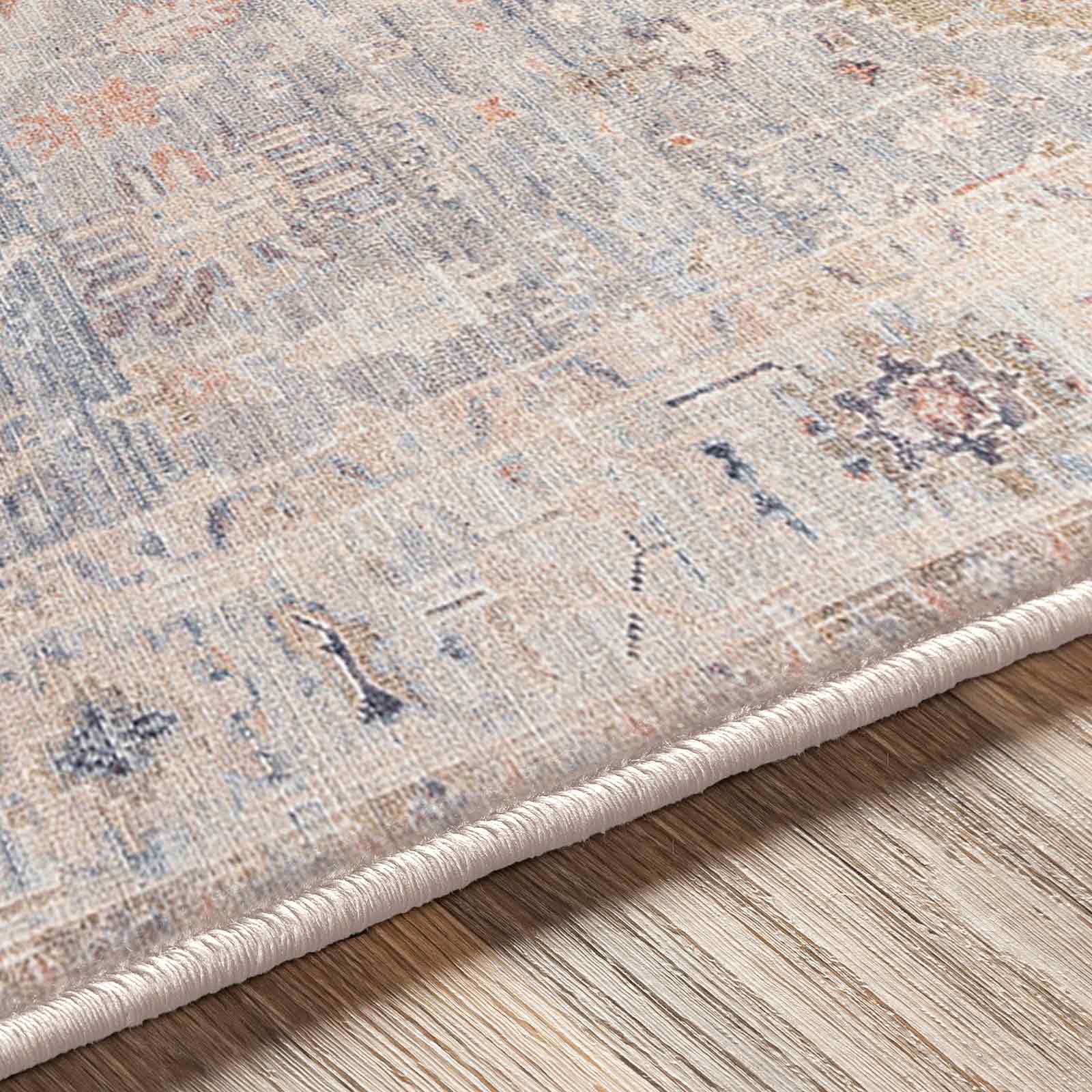 Marlene Becki Owens Vintage Traditional Vintage Boho Grey & Pale Blue Polyester Rug 157x213cm - texture detail