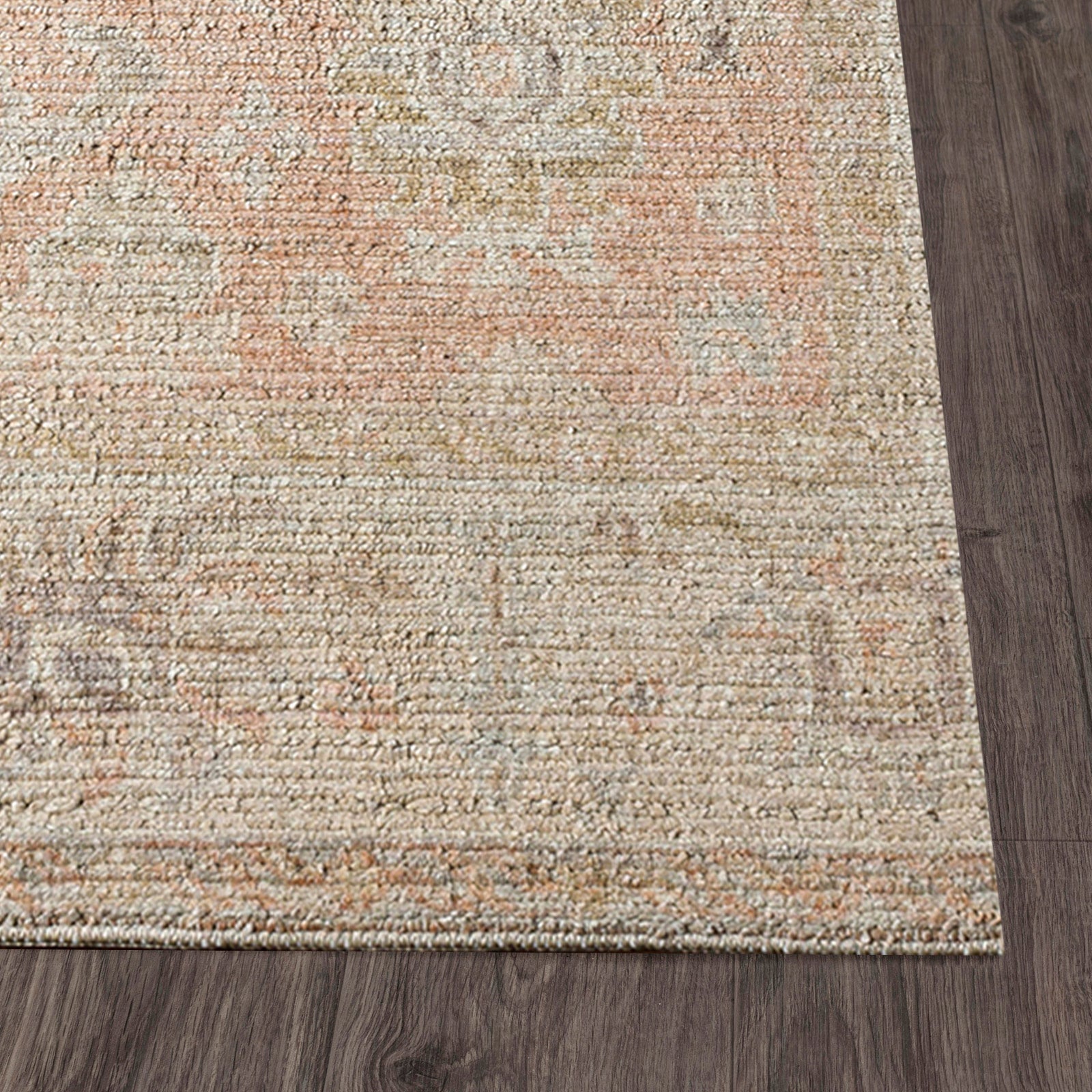 Marlene Becki Owens Vintage Traditional Vintage Boho Pink & Dusty Pink Polyester Rug 198x275cm - reverse roll detail