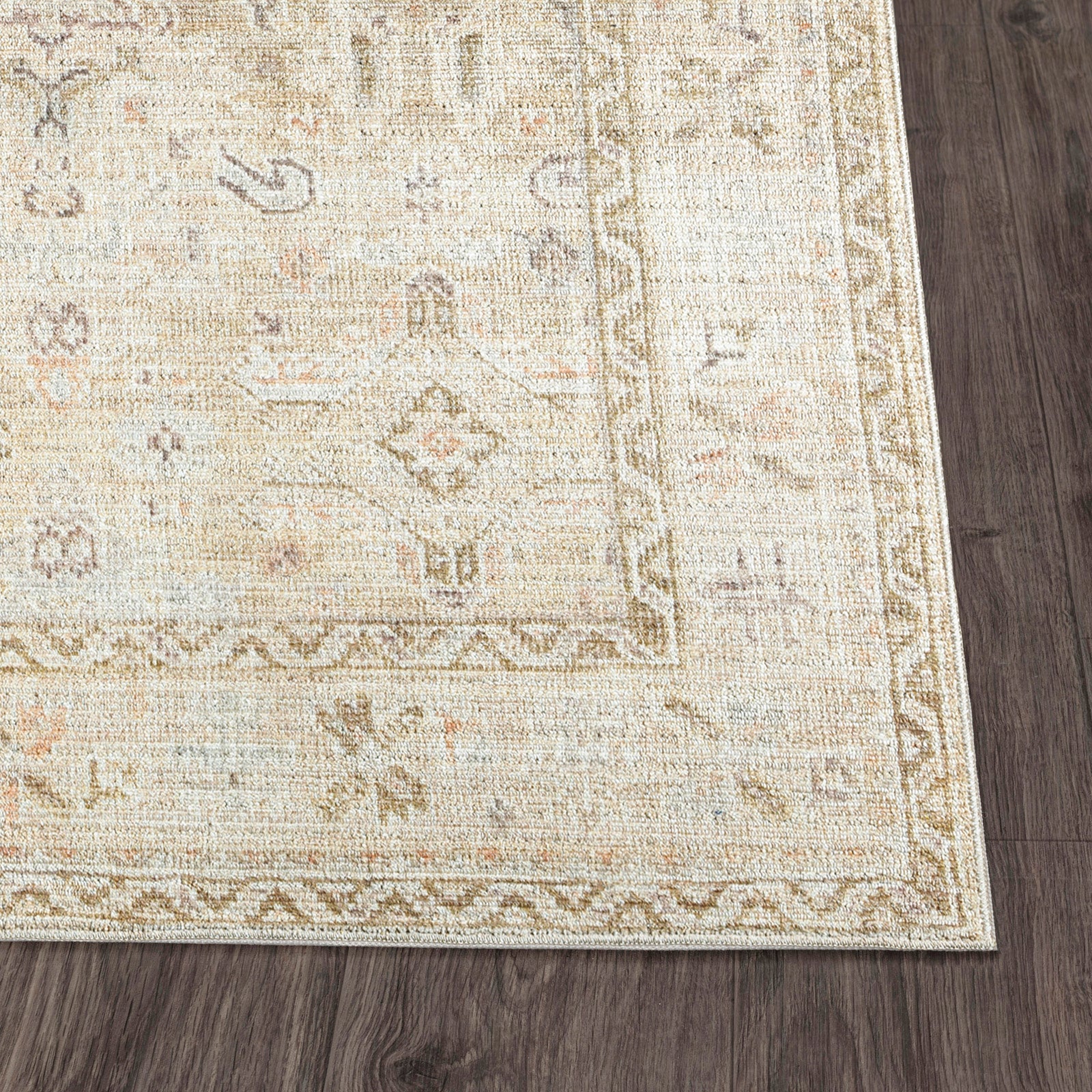 Marlene Becki Owens Vintage Traditional Vintage Boho Brown & Ivory Polyester Rug 198x275cm - reverse roll detail