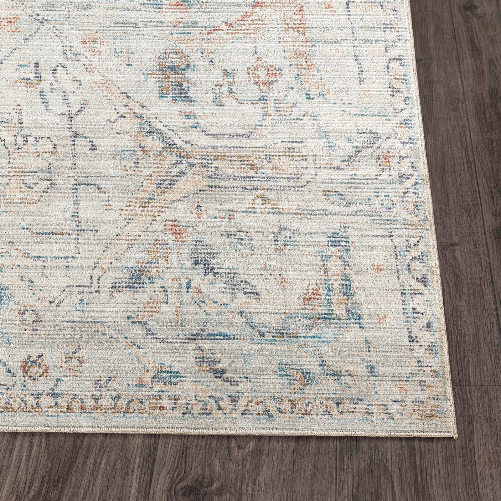 Marlene Becki Owens Vintage Traditional Vintage Boho Natural & Cream Polyester Rug 198x275cm - reverse roll detail