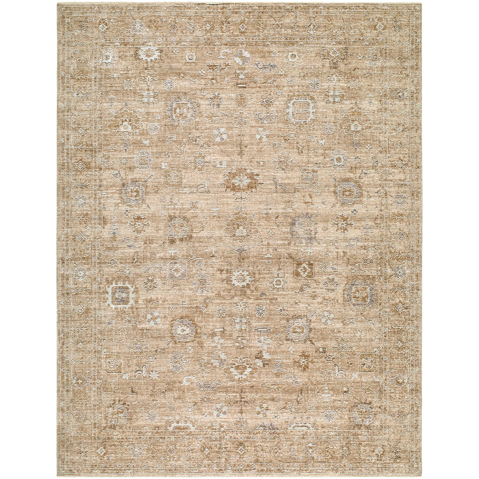 Penny Becki Owens Vintage Traditional Vintage Boho Fringe Tan & Ivory & Off White Polyester Rug 160x213cm - product image