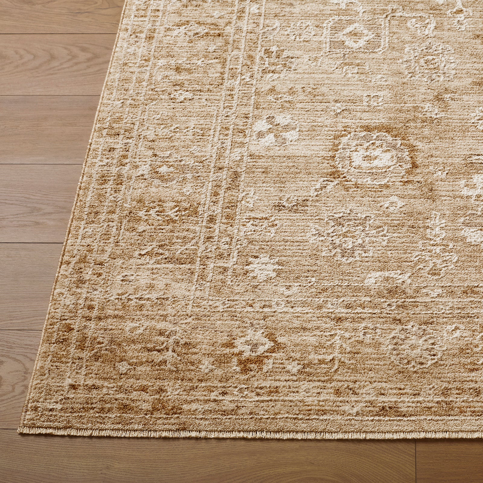 Penny Becki Owens Vintage Traditional Vintage Boho Fringe Tan & Ivory & Off White Polyester Rug 160x213cm - front view