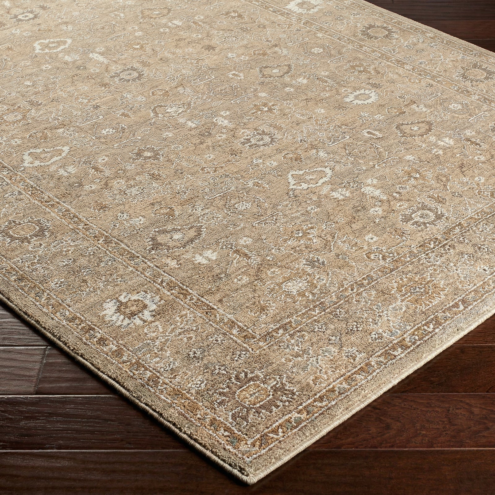 Penny Becki Owens Vintage Traditional Vintage Boho Fringe Tan & Ivory & Mustard Polyester Rug 160x213cm - corner detail