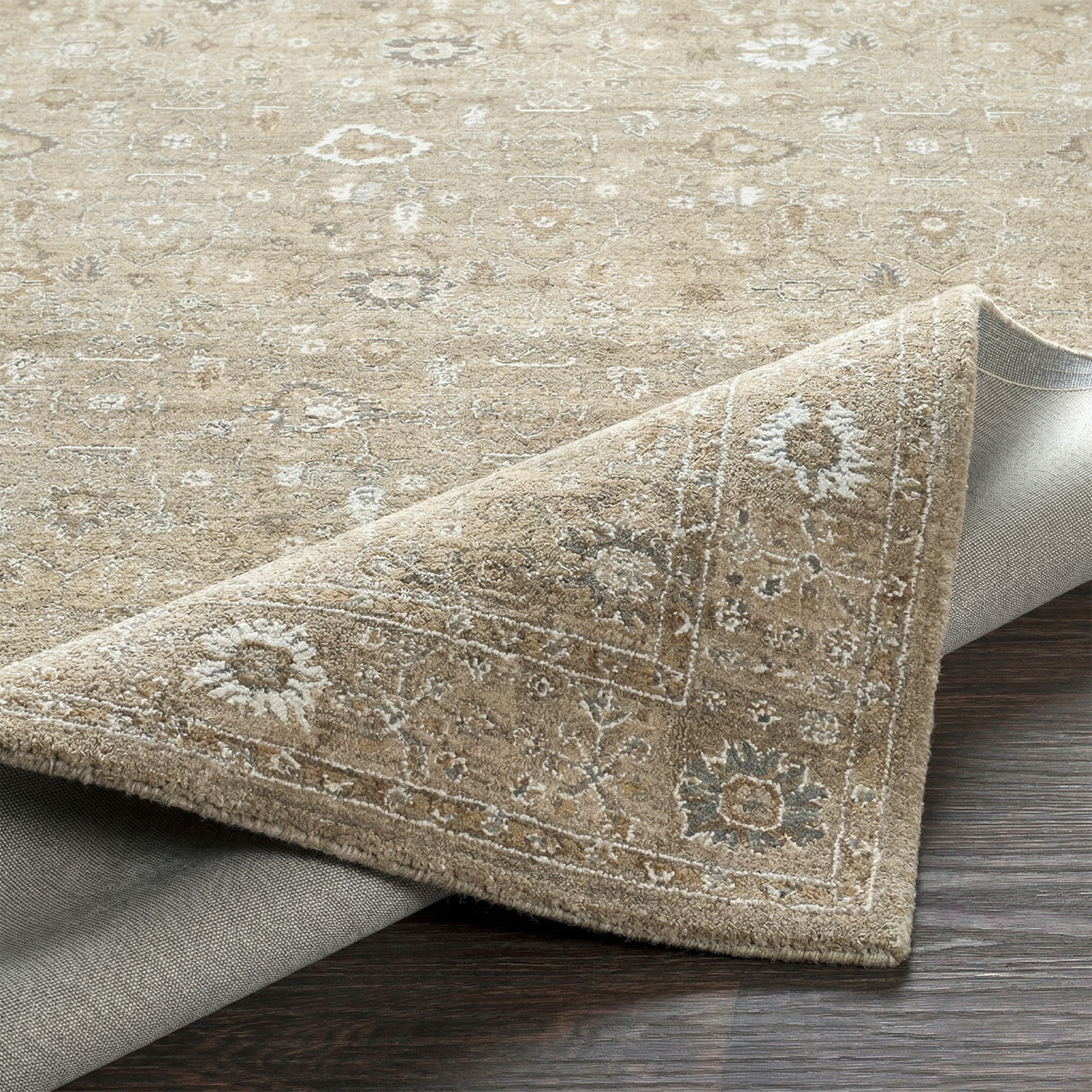 Penny Becki Owens Vintage Traditional Vintage Boho Fringe Tan & Ivory & Mustard Polyester Rug 160x213cm - folded detail