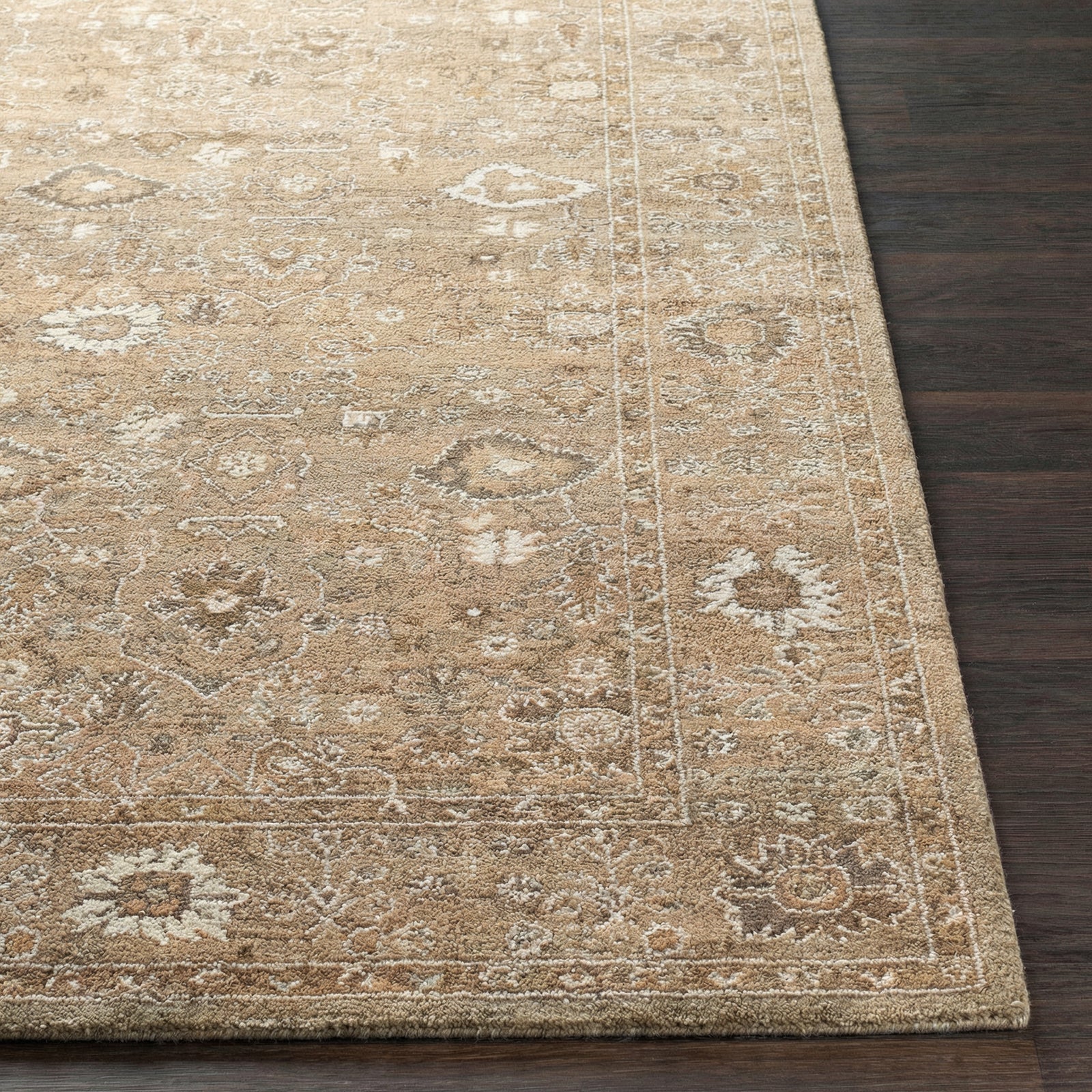 Penny Becki Owens Vintage Traditional Vintage Boho Fringe Tan & Ivory & Mustard Polyester Rug 160x213cm - front view