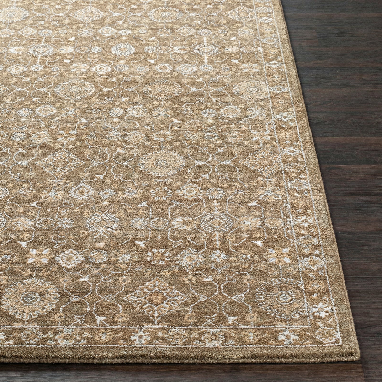 Penny Becki Owens Vintage Traditional Vintage Boho Fringe Tan & Medium Grey Polyester Rug 160x213cm - front view