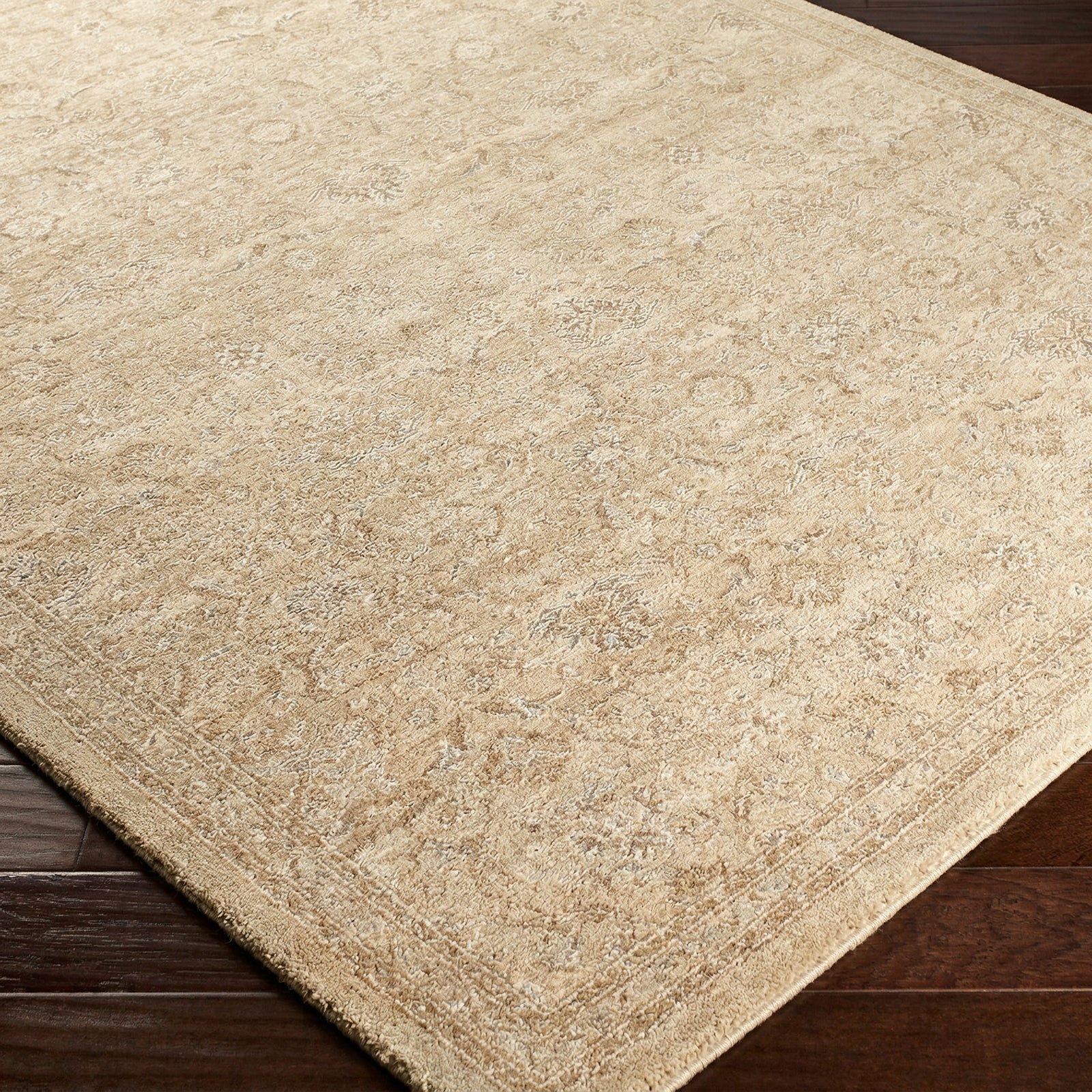 Penny Becki Owens Vintage Traditional Vintage Boho Fringe Tan & Ivory & Mustard Polyester Rug 200x275cm - corner detail