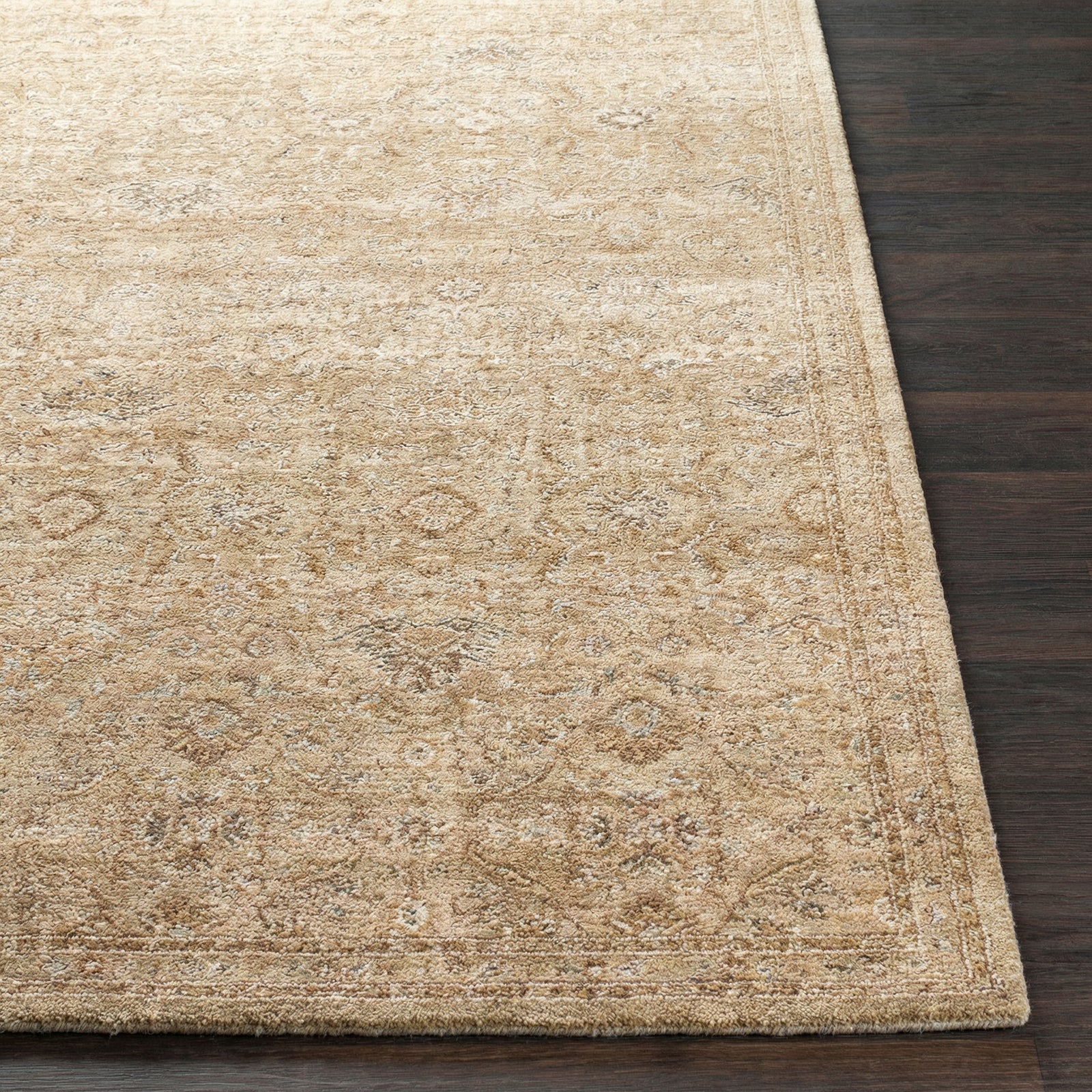 Penny Becki Owens Vintage Traditional Vintage Boho Fringe Tan & Ivory & Mustard Polyester Rug 200x275cm - front view